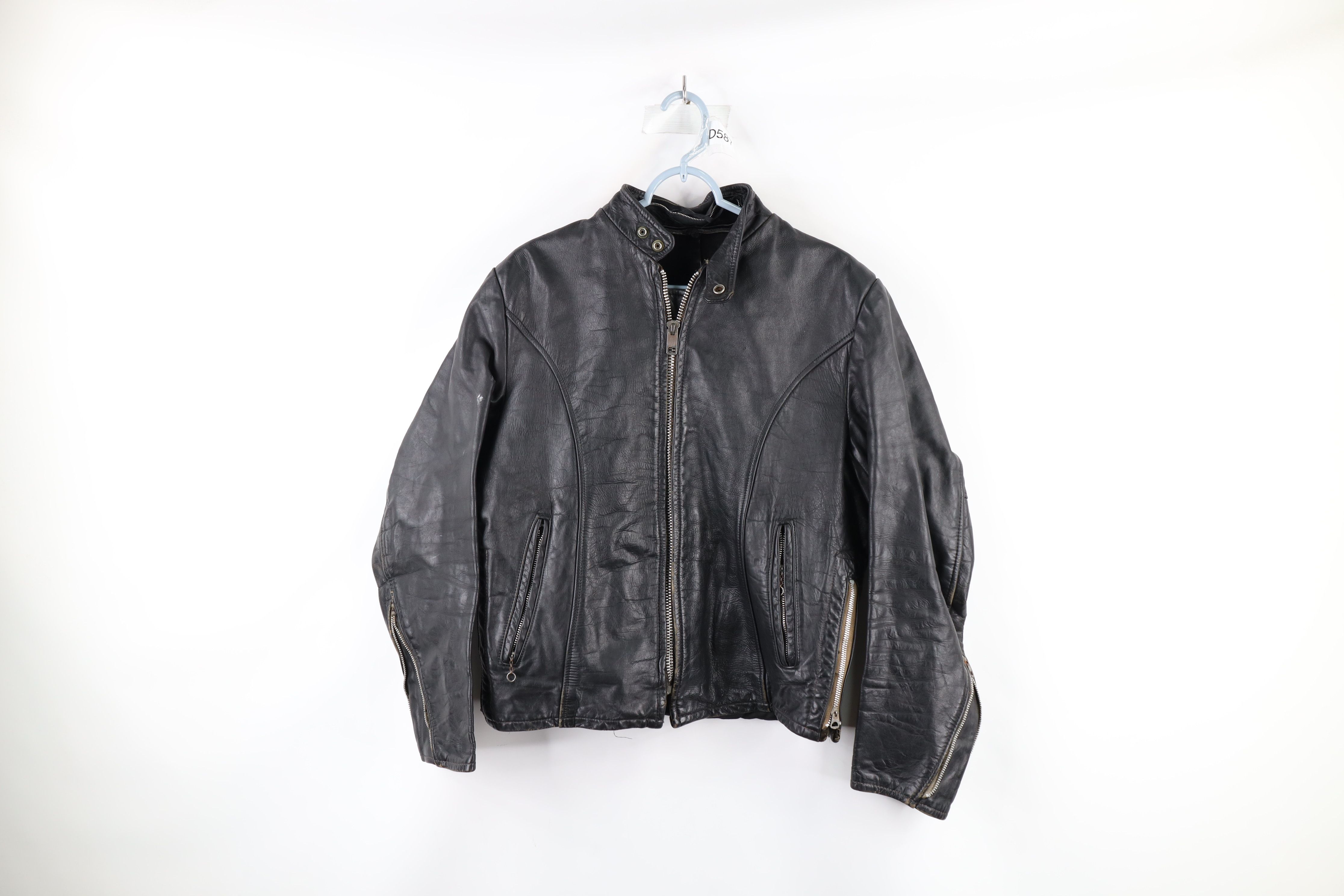 Vintage Vintage 70s Leather Cafe Racer Motorcycle Jacket Black USA Size US L / EU 52-54 / 3 - 1 Preview