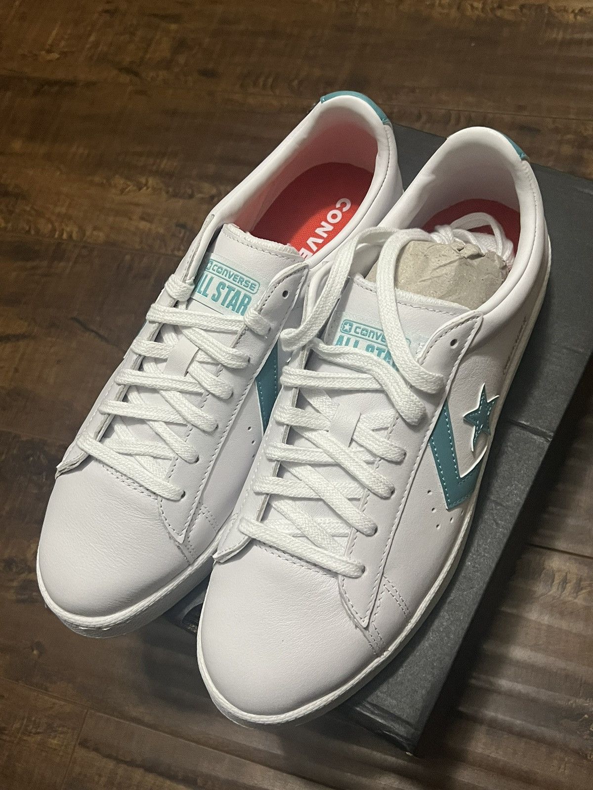 Converse Converse Pro Leather OX Low White Teal Size US 8.5 / EU 41-42 - 4 Thumbnail