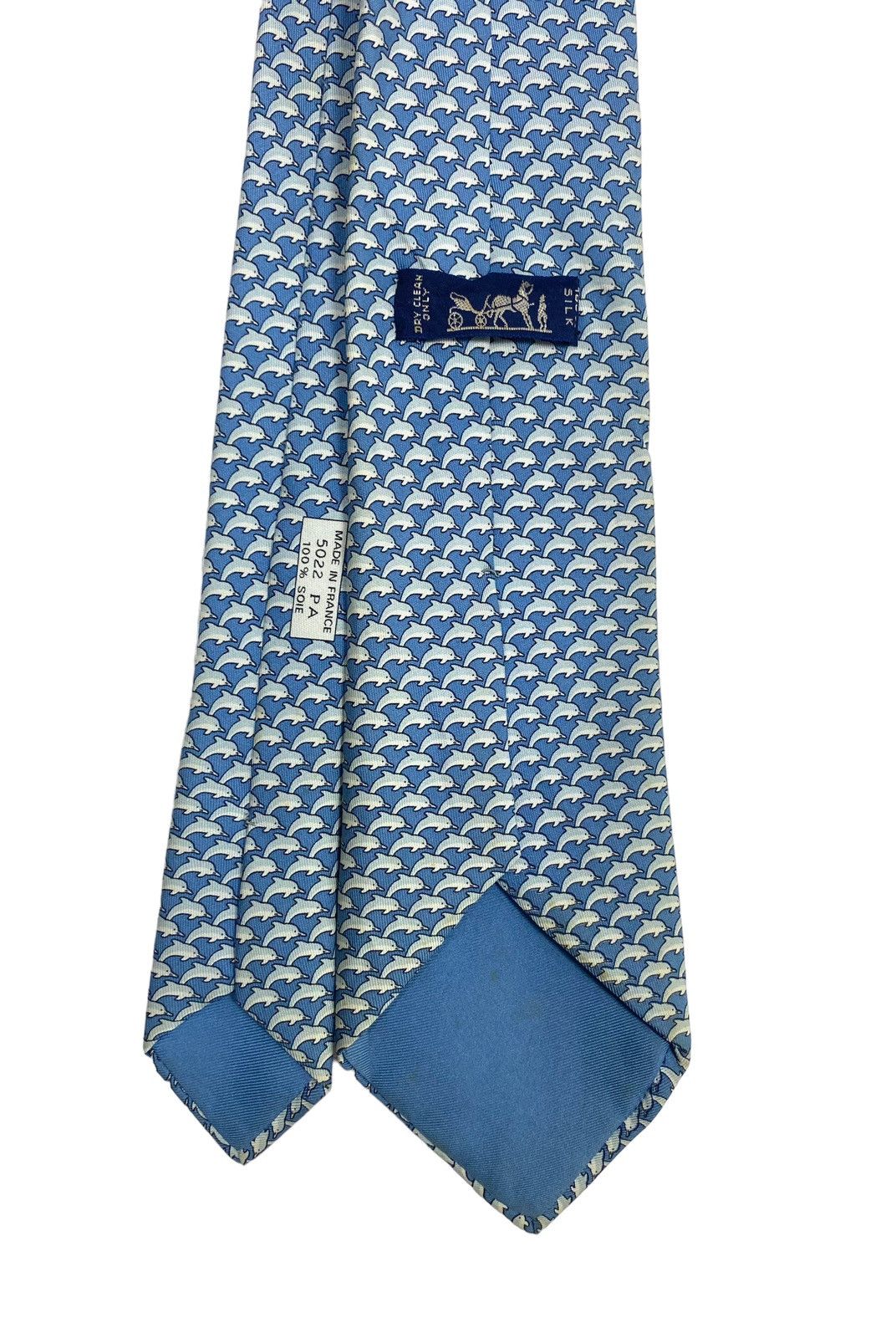 Hermes Rare‼️ Hermes Paris Dolphin Fullprint Silk Neck Tie France Size ONE SIZE - 4 Thumbnail