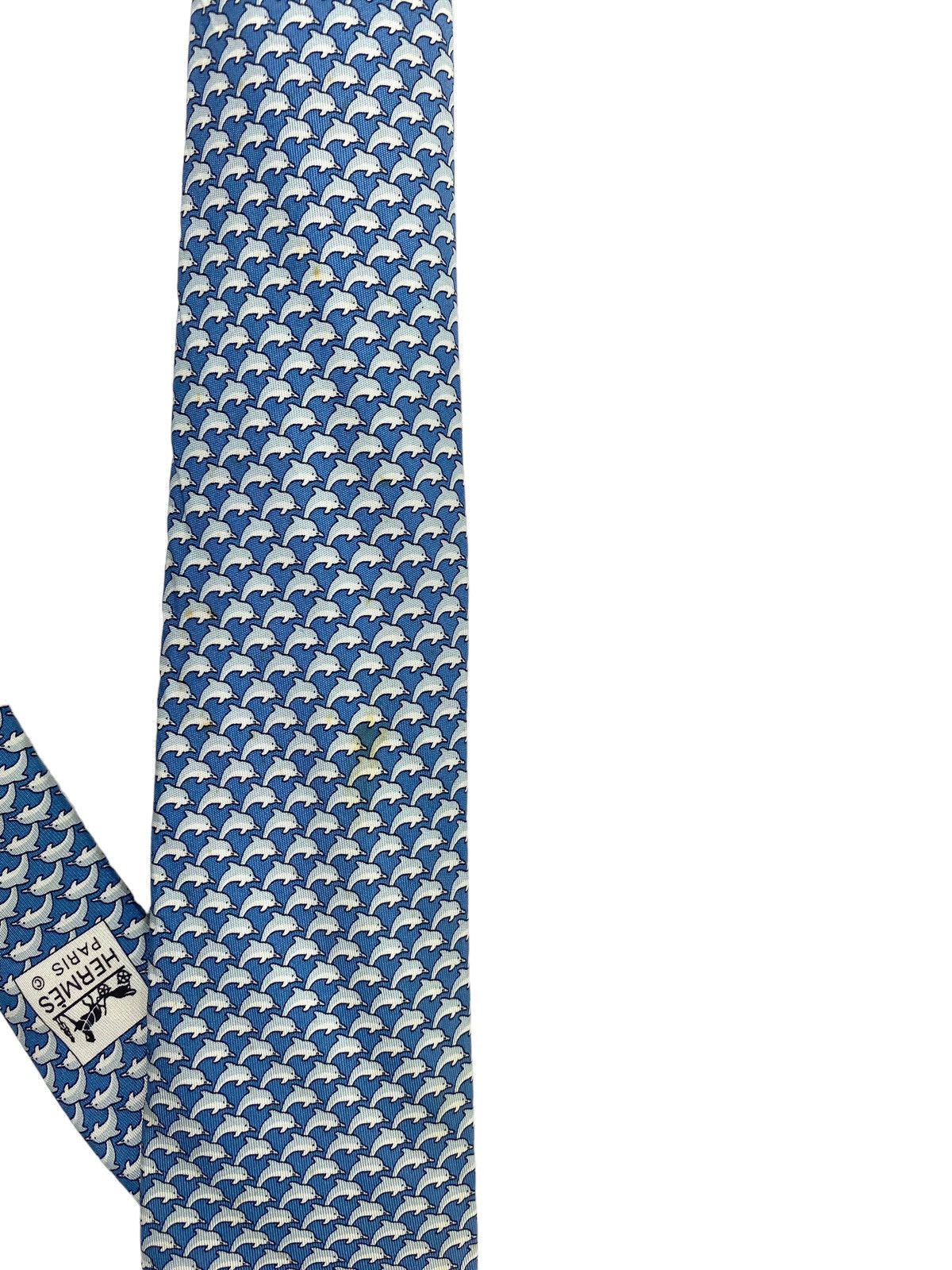 Hermes Rare‼️ Hermes Paris Dolphin Fullprint Silk Neck Tie France Size ONE SIZE - 6 Thumbnail
