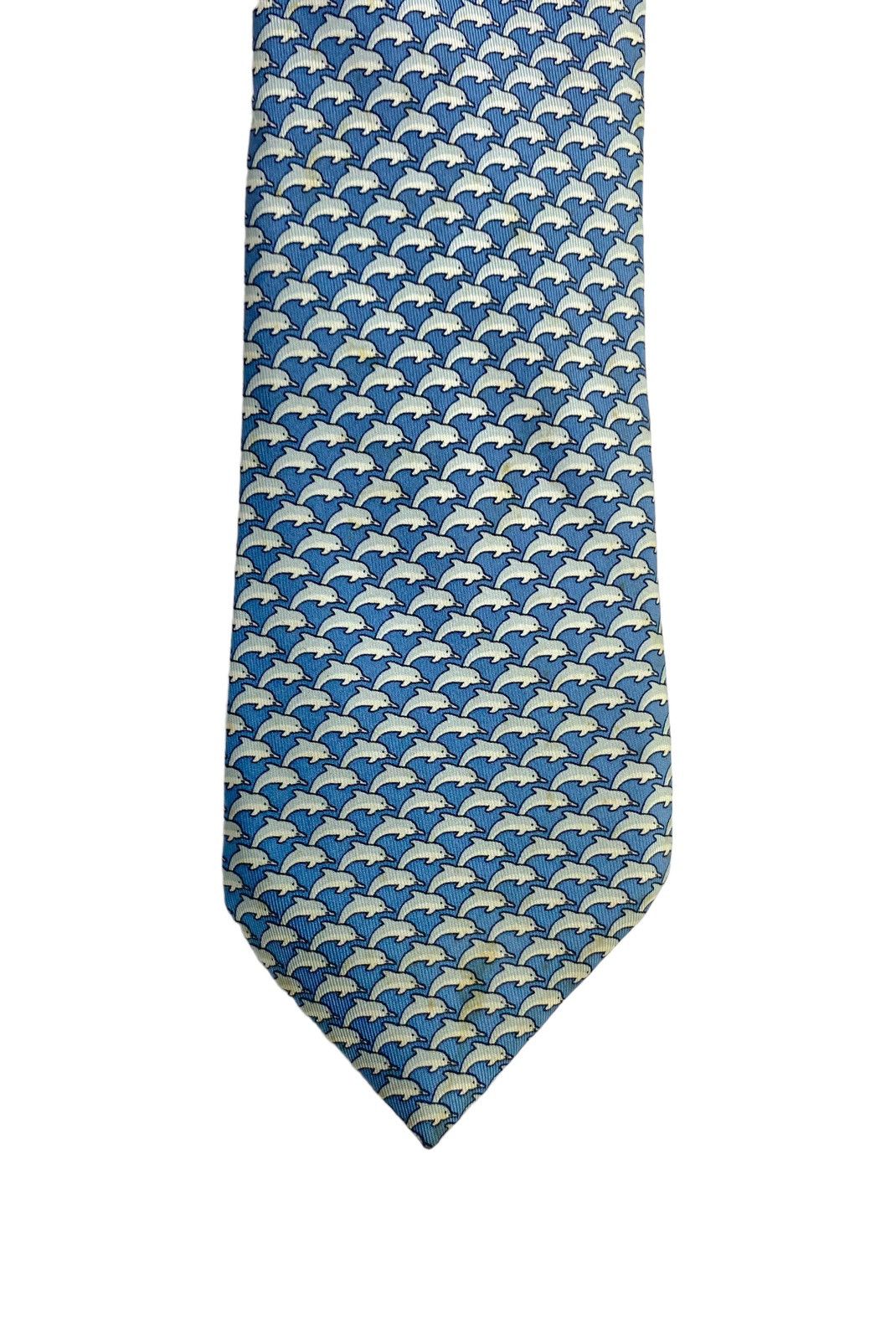 Hermes Rare‼️ Hermes Paris Dolphin Fullprint Silk Neck Tie France Size ONE SIZE - 5 Thumbnail