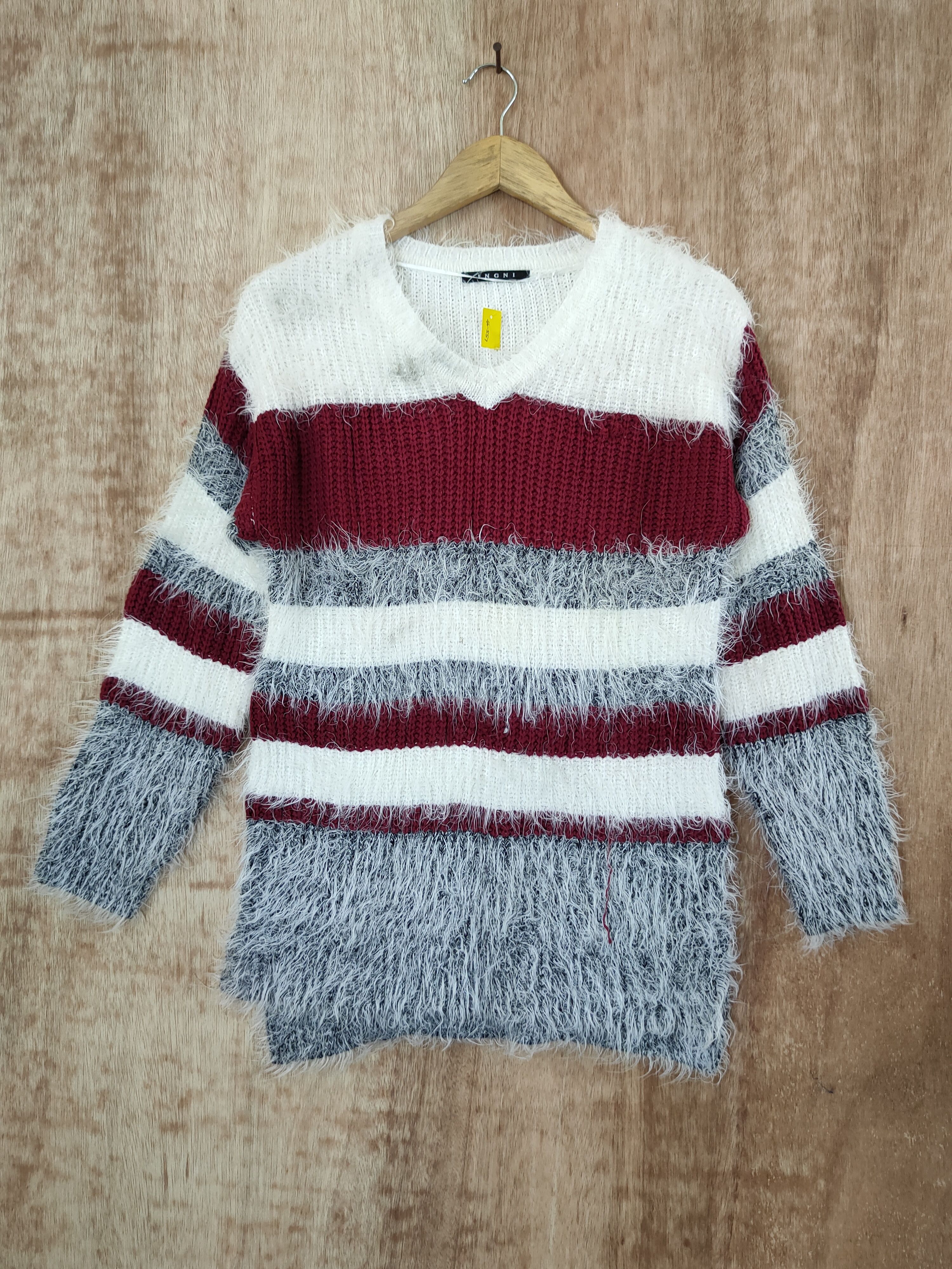 image of Coloured Cable Knit Sweater x Homespun Knitwear Igni Mohair Soft Fur Knitwear Shaggy Streetwear 46-