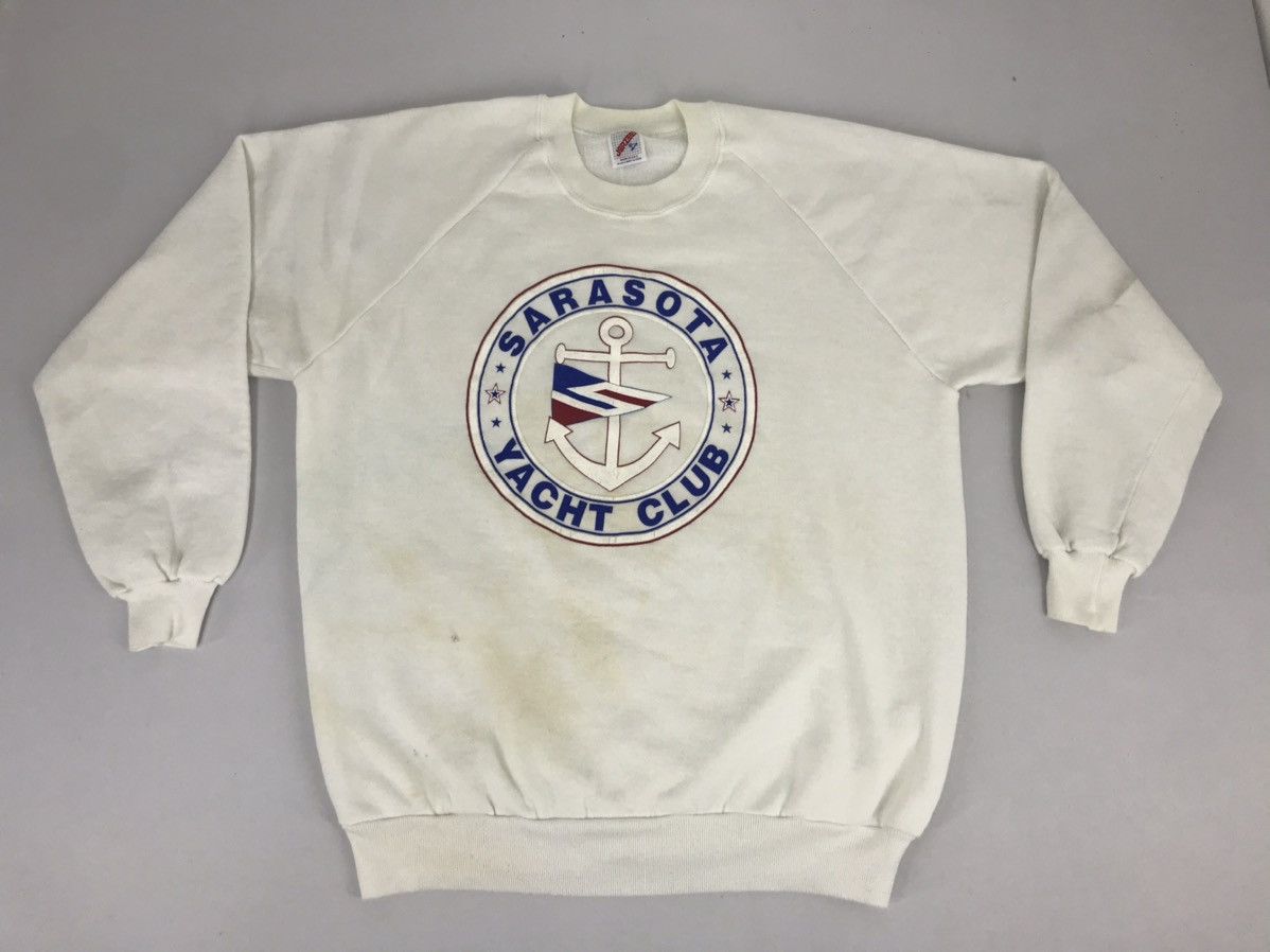 Jerzees Sarasota Yatch Club Sweatshirt Big Anchor Logo Spell Out Size US L / EU 52-54 / 3 - 1 Thumbnail