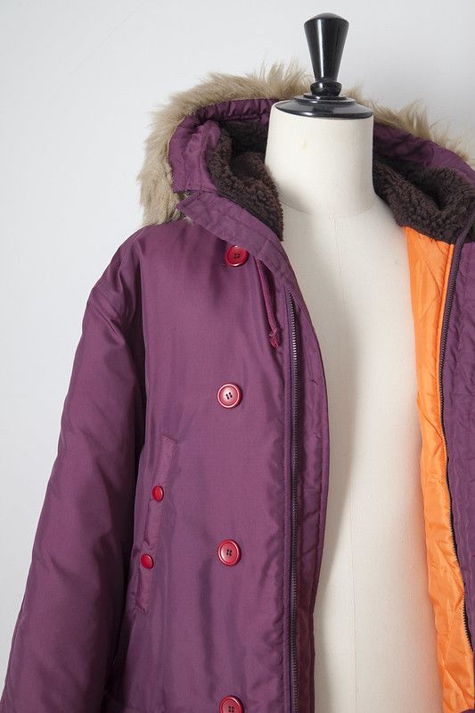 Raf Simons AW04 burgundy Waves parka Size US S / EU 44-46 / 1 - 5 Thumbnail