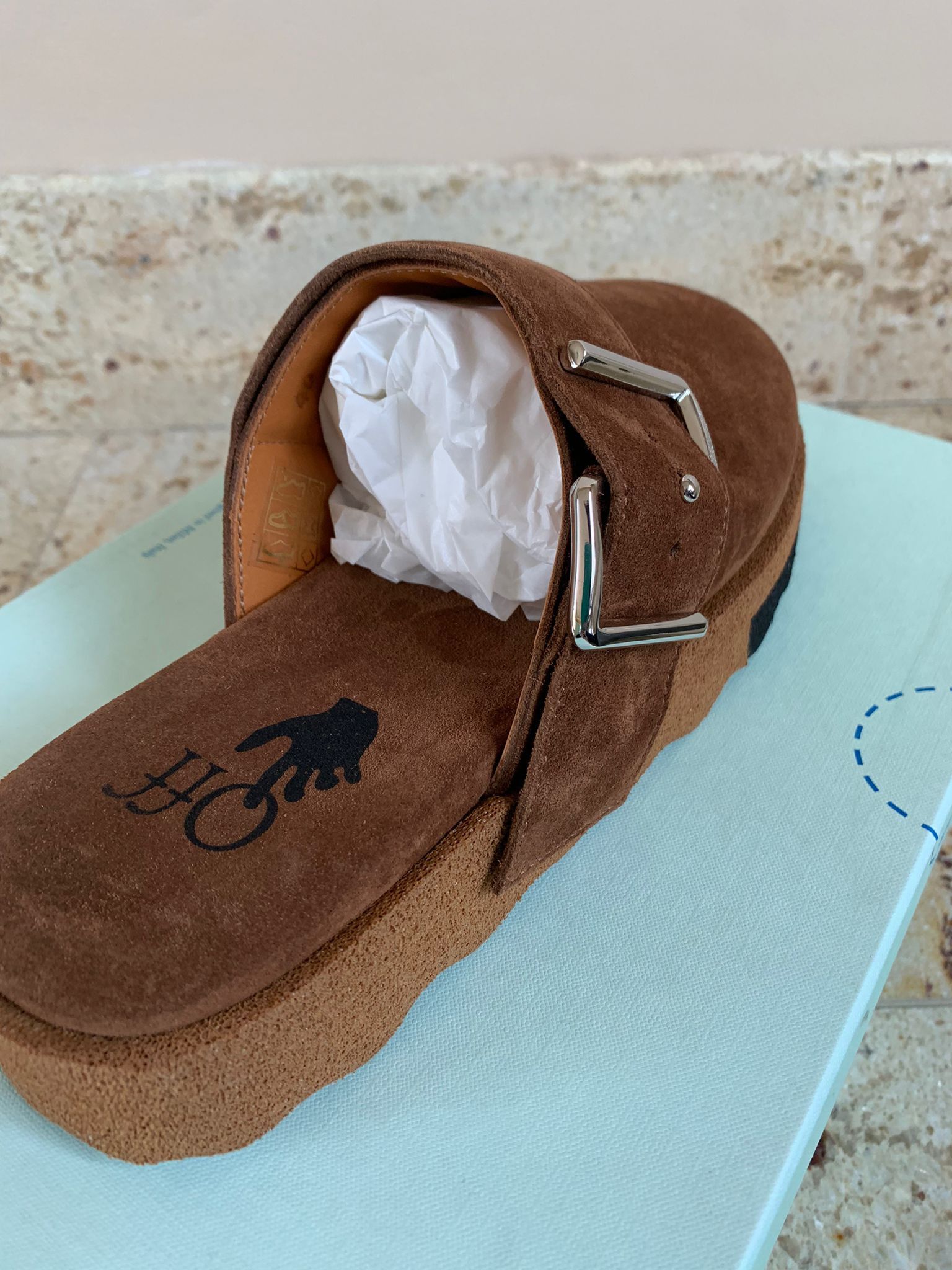 Off-White Comfort Leather Slipper in Brown Black Size US 10 / EU 43 - 9 Thumbnail