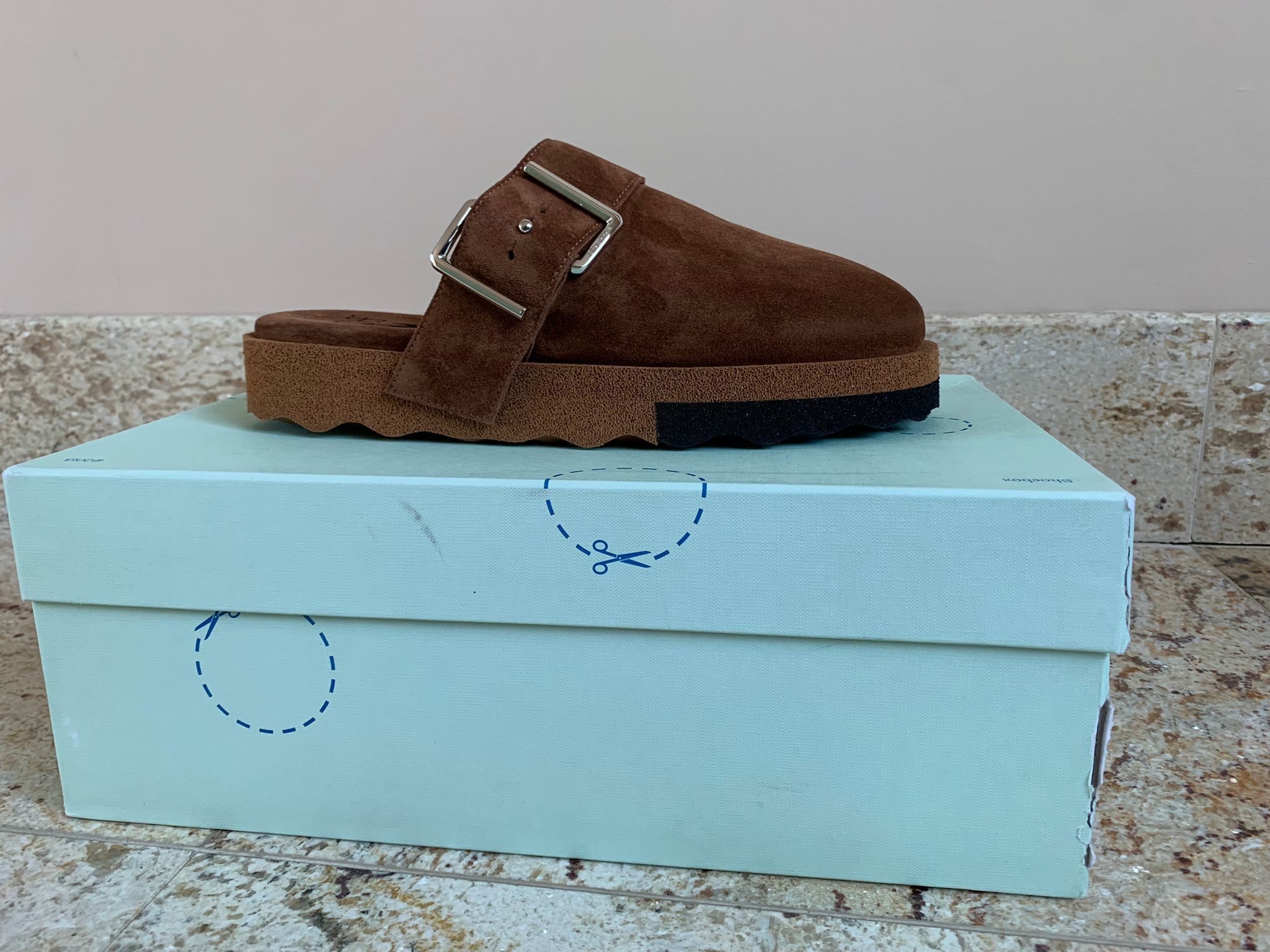 Off-White Comfort Leather Slipper in Brown Black Size US 10 / EU 43 - 2 Thumbnail