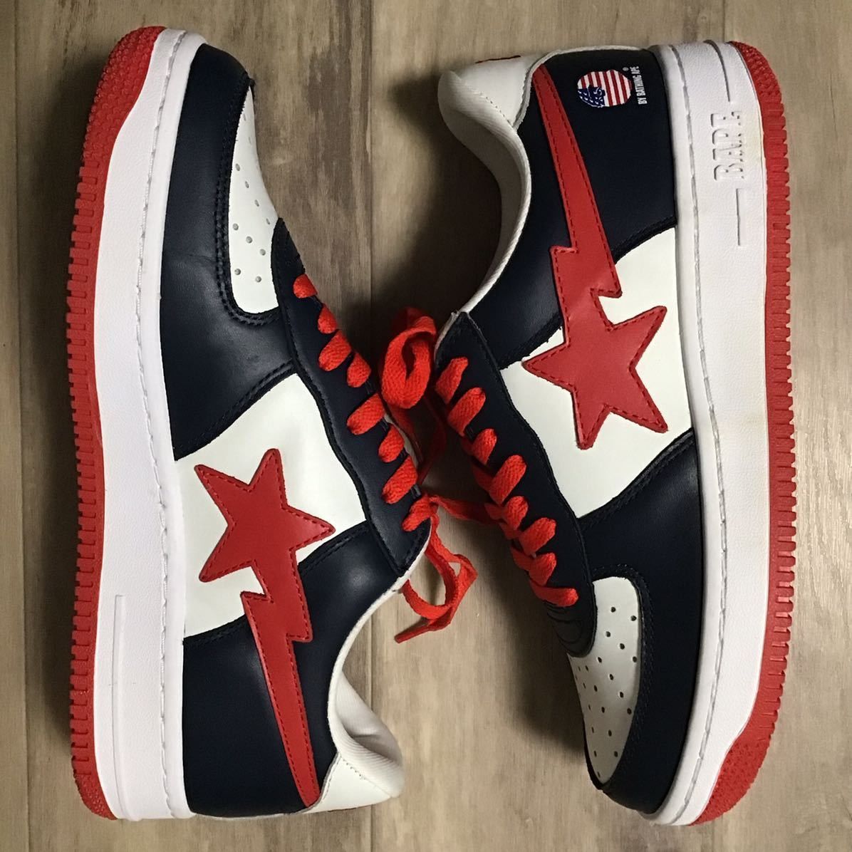 Bape Leather BAPESTA sneakers navy a bathing ape BAPE STA shoes Size US 10 / EU 43 - 2 Thumbnail