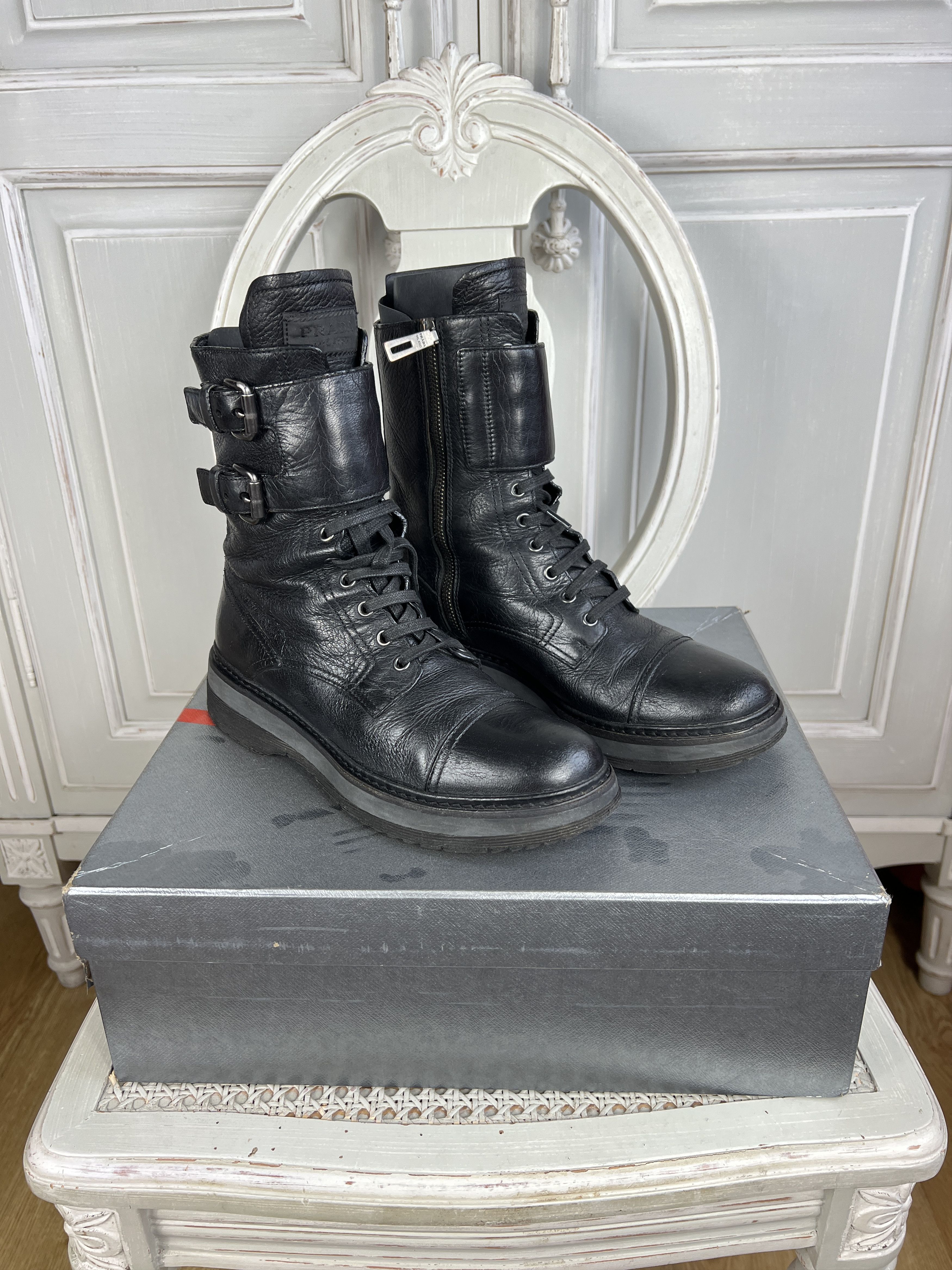 image of Prada Sport Moto Boots in Black, Women's (Size 7)