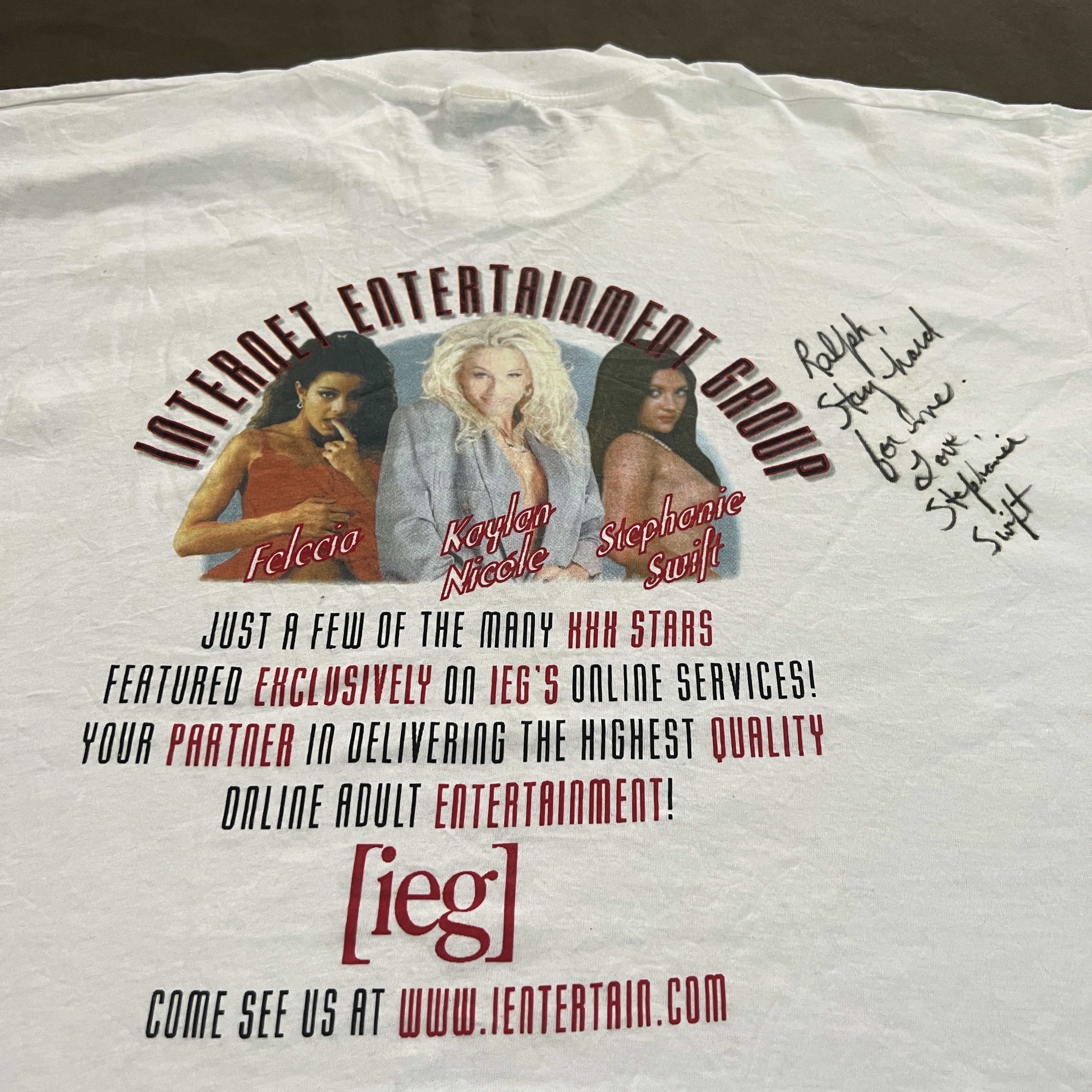 Vintage Vintage 90s ieg Tee Signed By Stephanie Swift Pornstars Size US XL / EU 56 / 4 - 2 Thumbnail