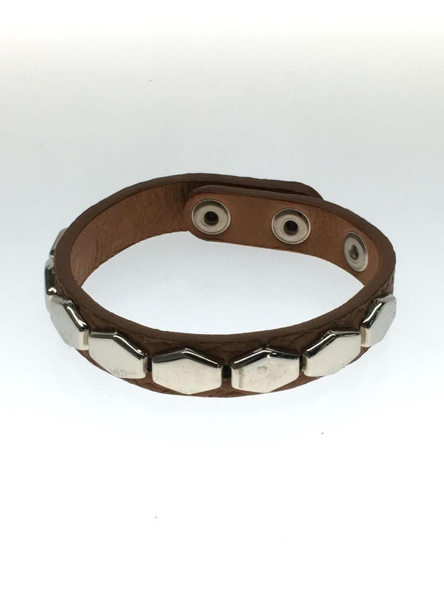 image of Undercover Aw22 Studded Leather Wristband in Brown, Men's