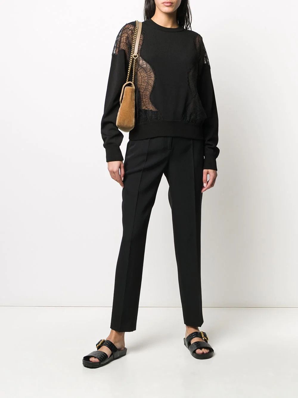 Givenchy $990 Givenchy Black Cropped Straight Mid-Rise Wool Trousers Size 28" / US 6 / IT 42 - 5 Thumbnail