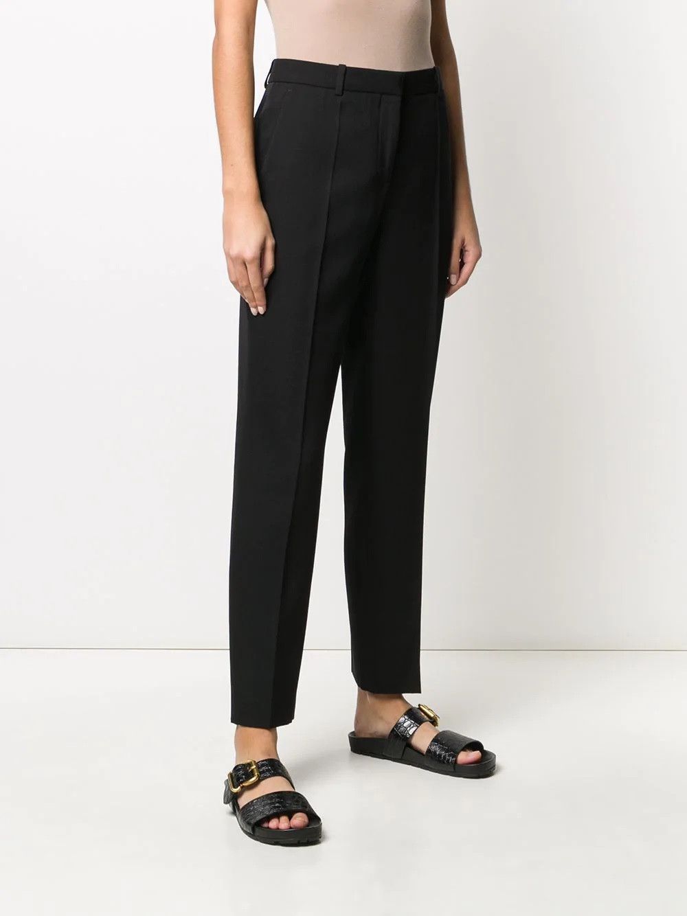 Givenchy $990 Givenchy Black Cropped Straight Mid-Rise Wool Trousers Size 28" / US 6 / IT 42 - 3 Thumbnail