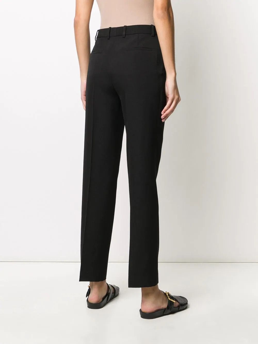 Givenchy $990 Givenchy Black Cropped Straight Mid-Rise Wool Trousers Size 28" / US 6 / IT 42 - 4 Thumbnail