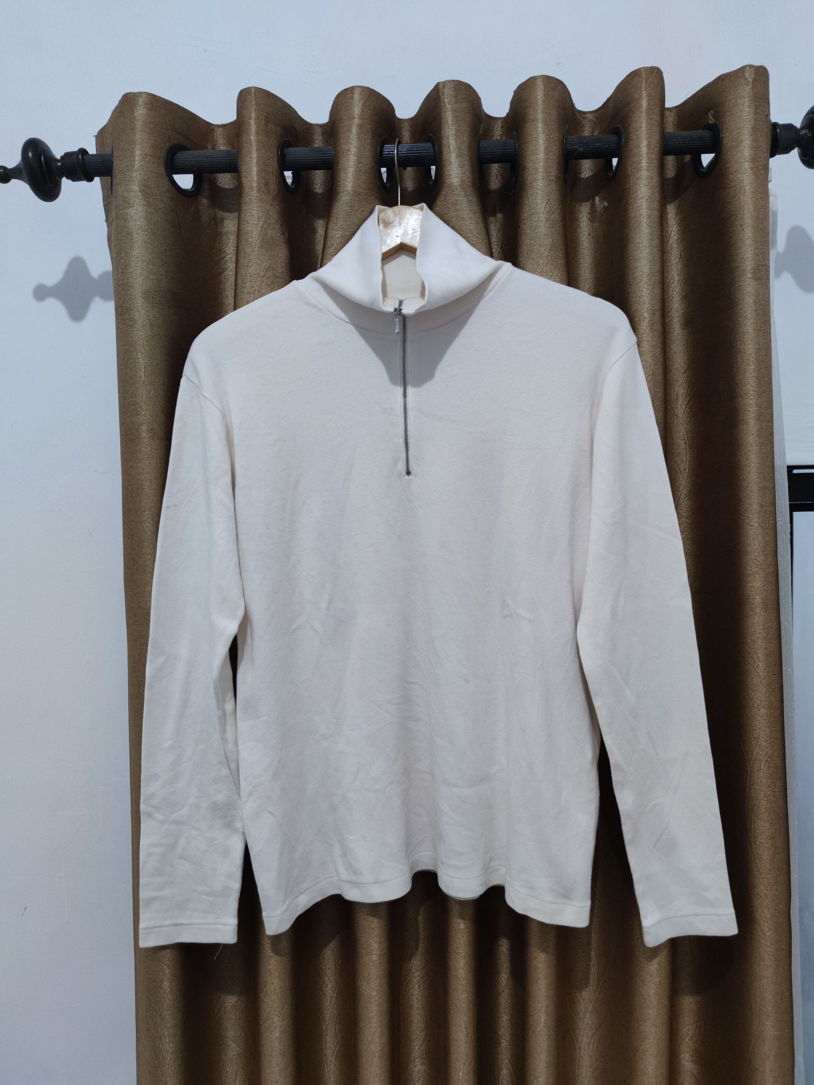 image of Auralee Long Sleeve Zip Up in White, Men's (Size Medium)