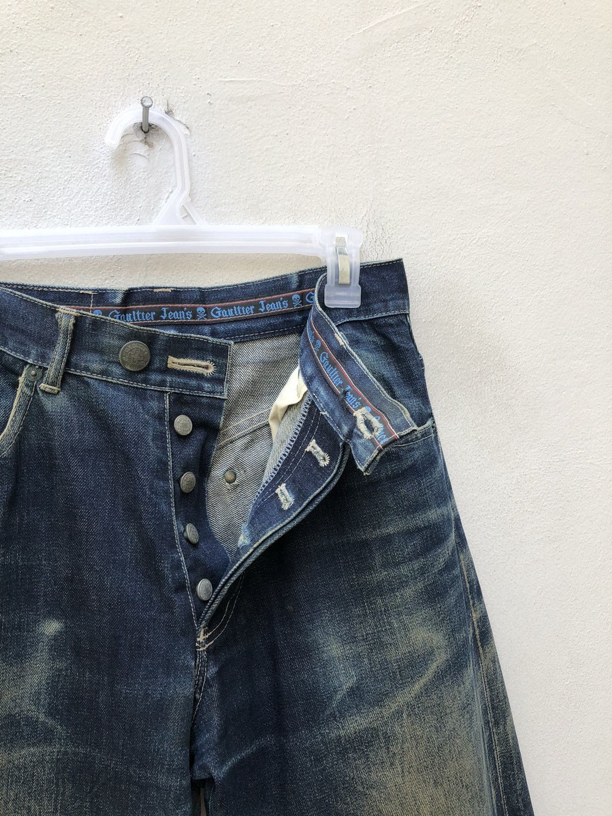 Jean Paul Gaultier × Vintage Vintage Gaultier Jeans Rips Mud Denim Dirty Selvedge Jeans Size US 29 - 7 Thumbnail
