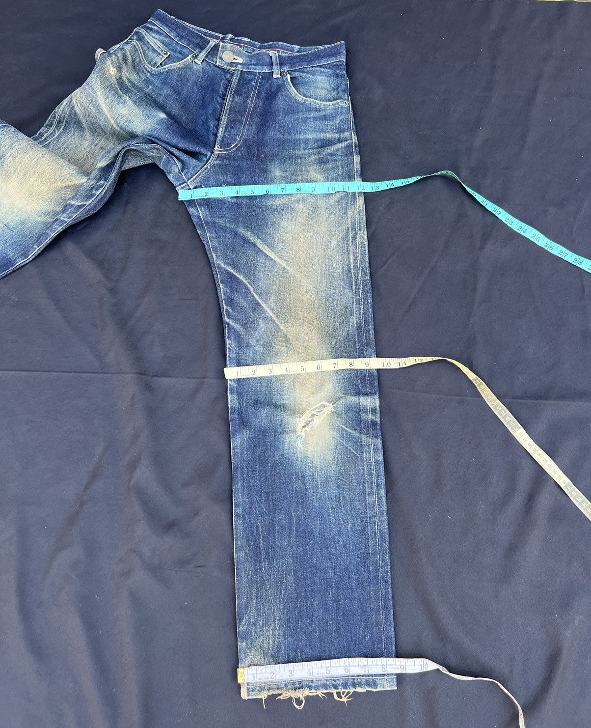 Jean Paul Gaultier × Vintage Vintage Gaultier Jeans Rips Mud Denim Dirty Selvedge Jeans Size US 29 - 3 Thumbnail