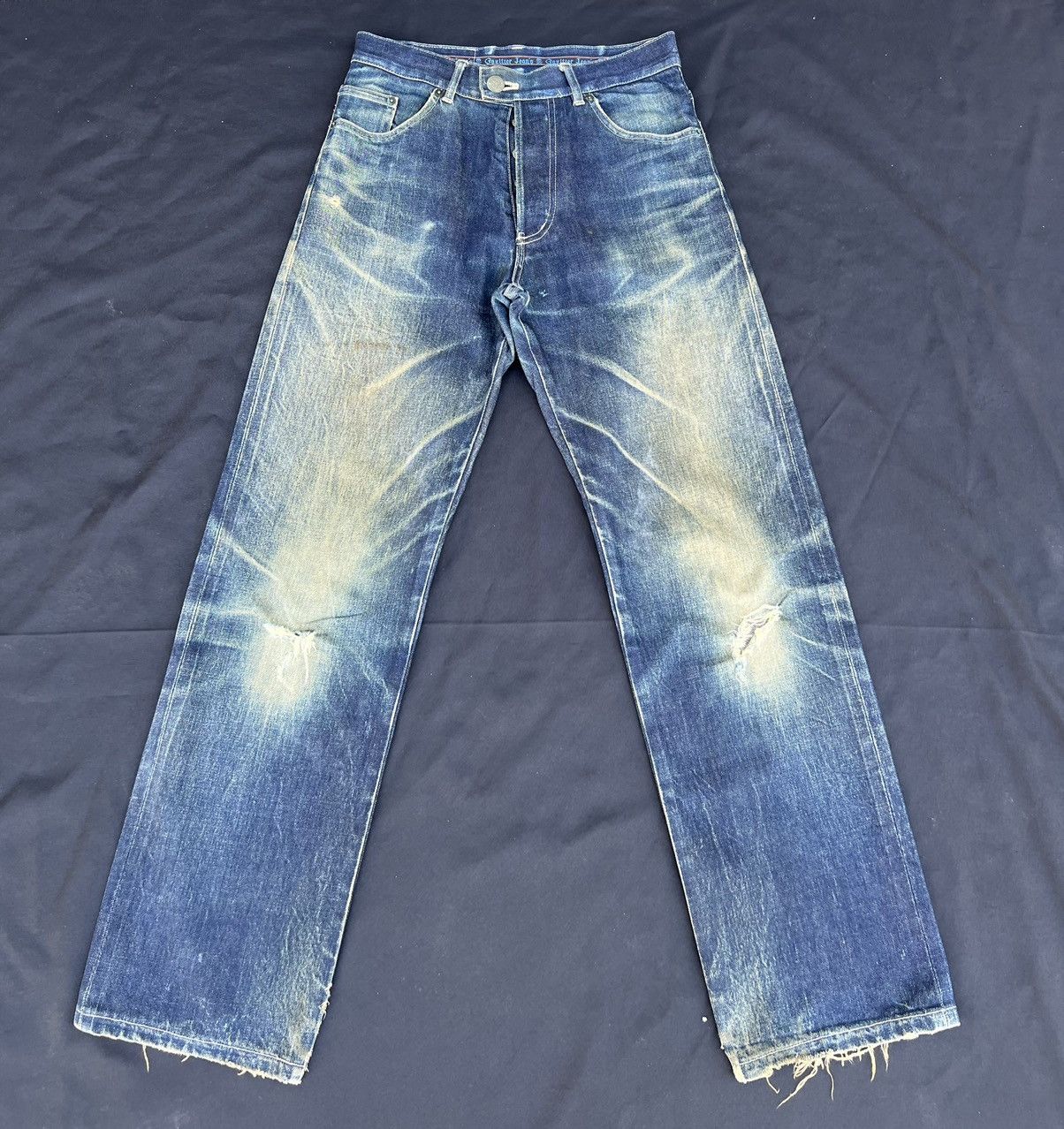 Jean Paul Gaultier × Vintage Vintage Gaultier Jeans Rips Mud Denim Dirty Selvedge Jeans Size US 29 - 1 Thumbnail