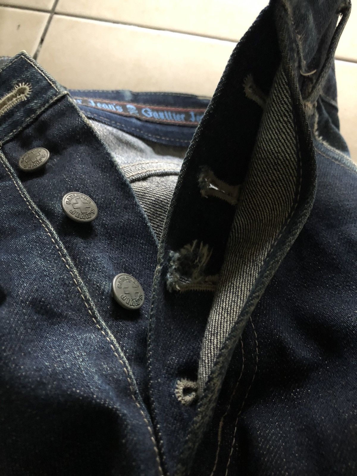 Jean Paul Gaultier × Vintage Vintage Gaultier Jeans Rips Mud Denim Dirty Selvedge Jeans Size US 29 - 25 Thumbnail