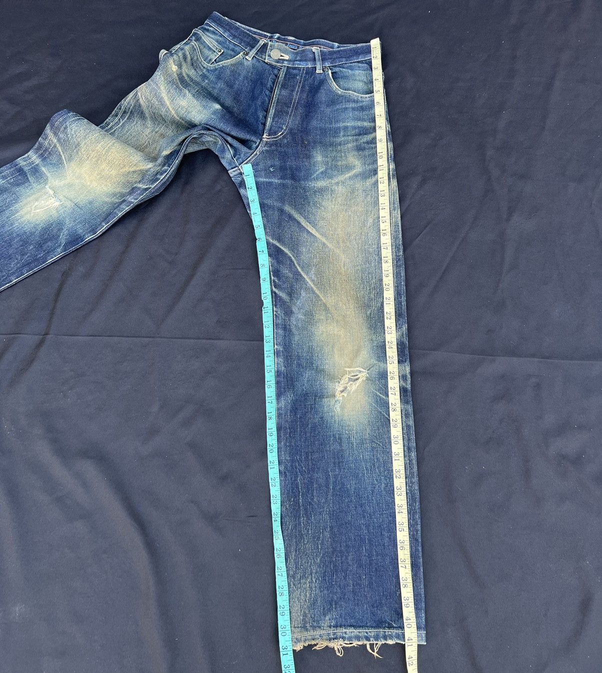 Jean Paul Gaultier × Vintage Vintage Gaultier Jeans Rips Mud Denim Dirty Selvedge Jeans Size US 29 - 4 Thumbnail