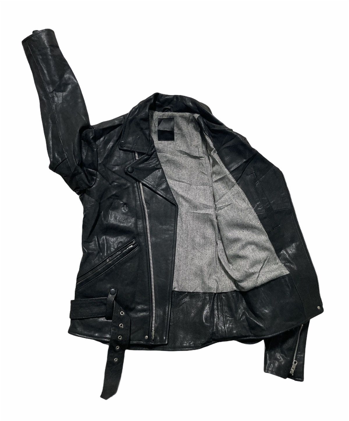 Japanese Brand DISTRESSED MIDAS DOUBLE COLLAR LEATHER JACKET Size US S / EU 44-46 / 1 - 3 Thumbnail