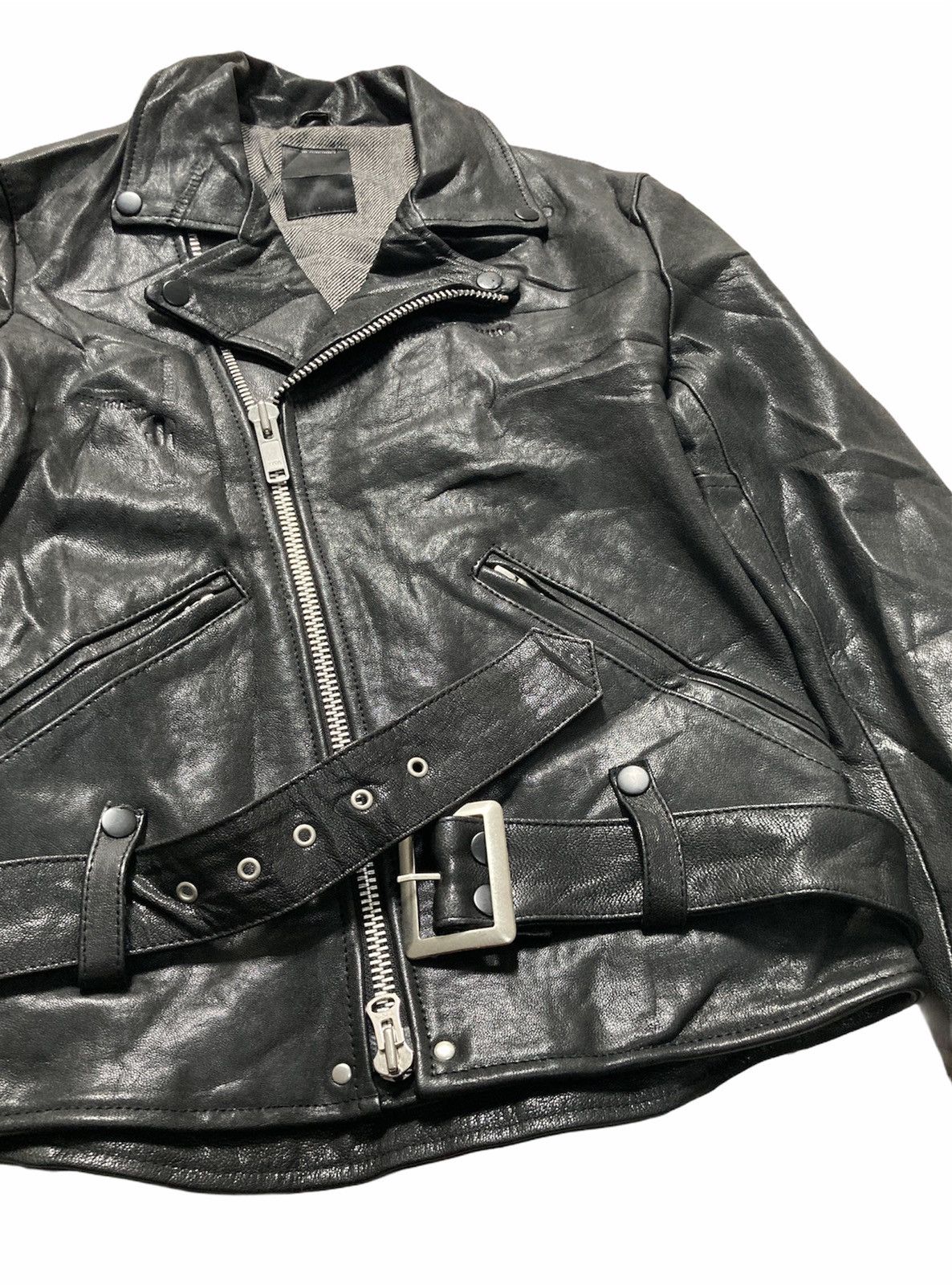 Japanese Brand DISTRESSED MIDAS DOUBLE COLLAR LEATHER JACKET Size US S / EU 44-46 / 1 - 6 Thumbnail