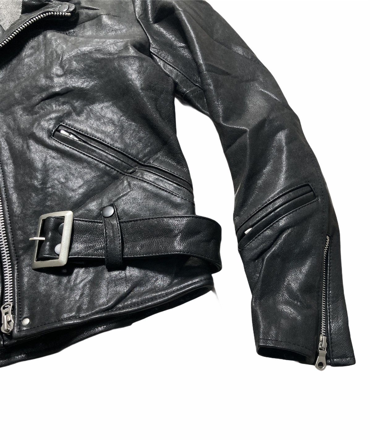 Japanese Brand DISTRESSED MIDAS DOUBLE COLLAR LEATHER JACKET Size US S / EU 44-46 / 1 - 7 Thumbnail