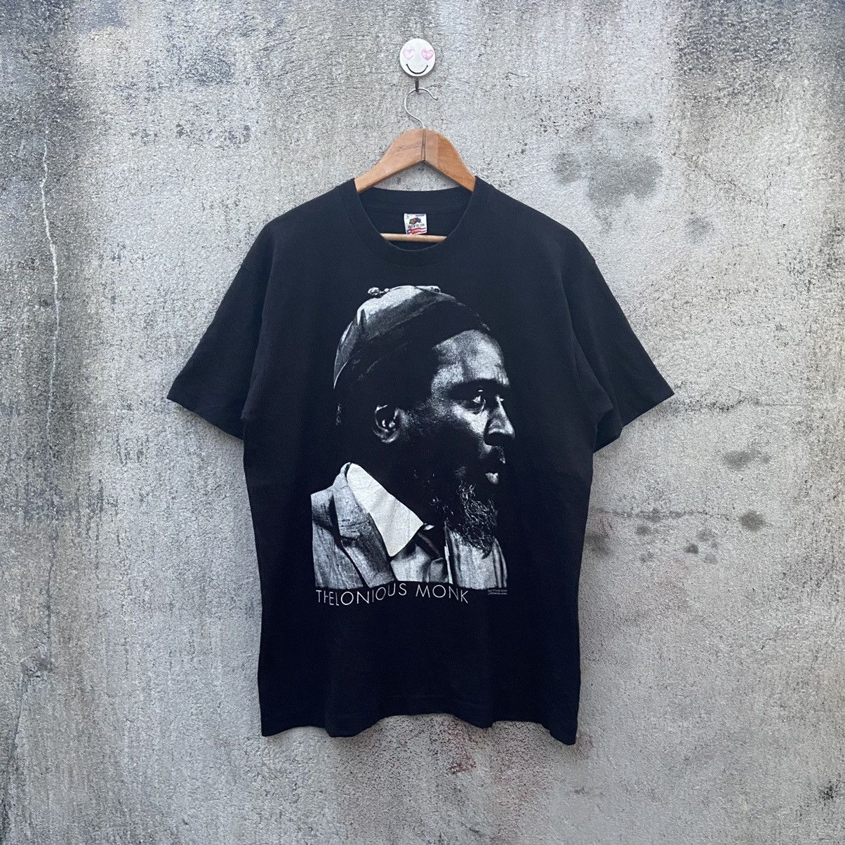image of Rap Tees x Tour Tee Vintage 90's Thelonious Monk Tshirt American Jazz in Black, Men's (Size Large)