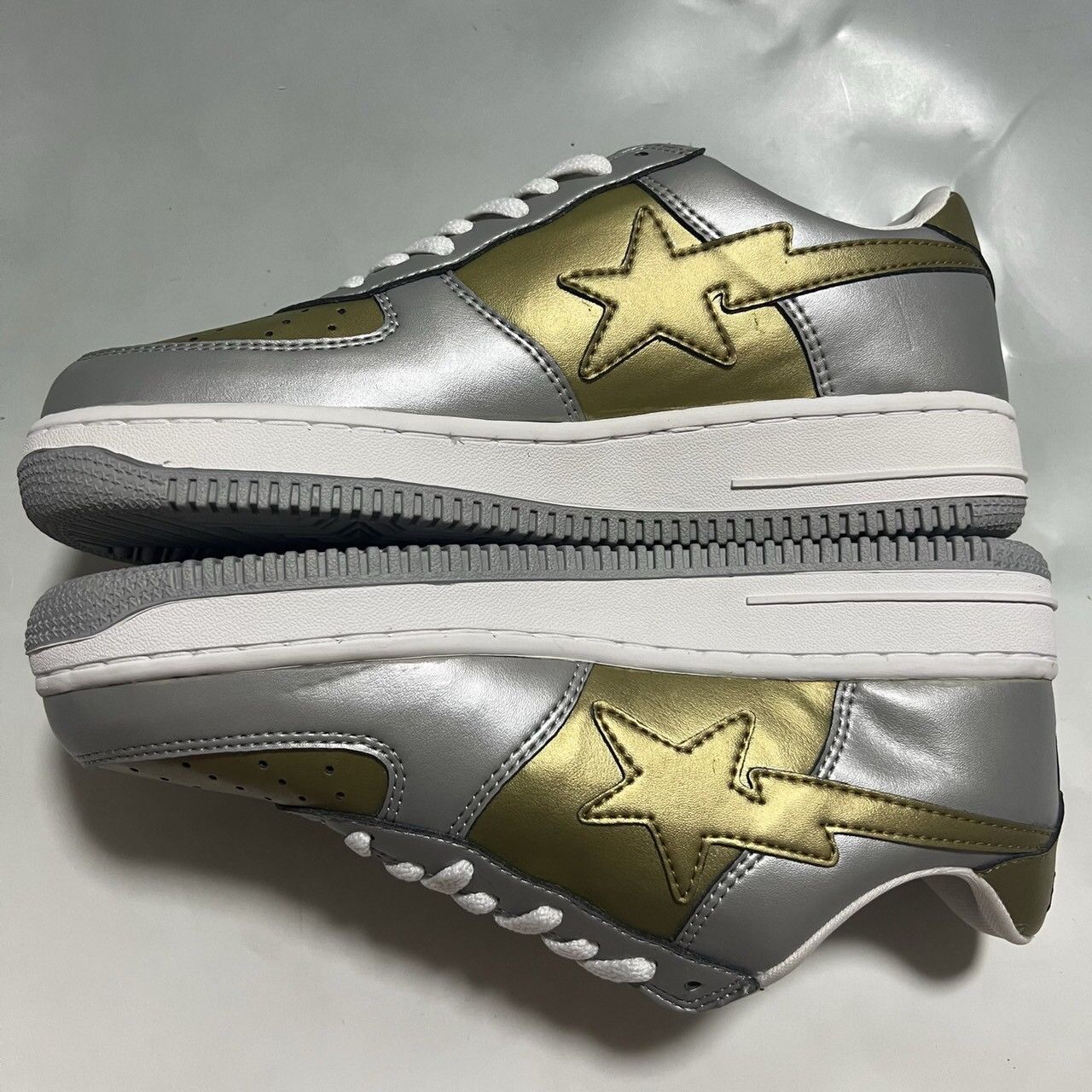 Bape 2003 BAPE sta 10 anniversary silver/gold leather Size US 9 / EU 42 - 4 Thumbnail