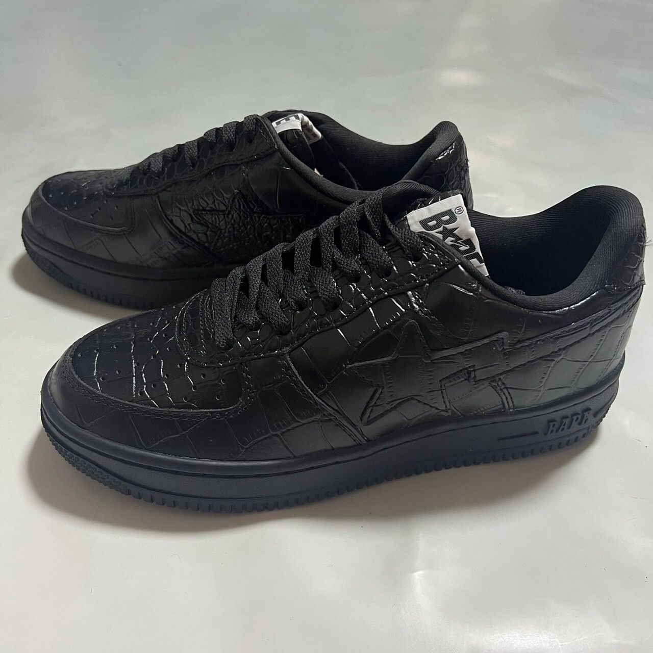 Bape 2009 BAPE Sta crocodile emboss black leather Size US 8.5 / EU 41-42 - 2 Thumbnail