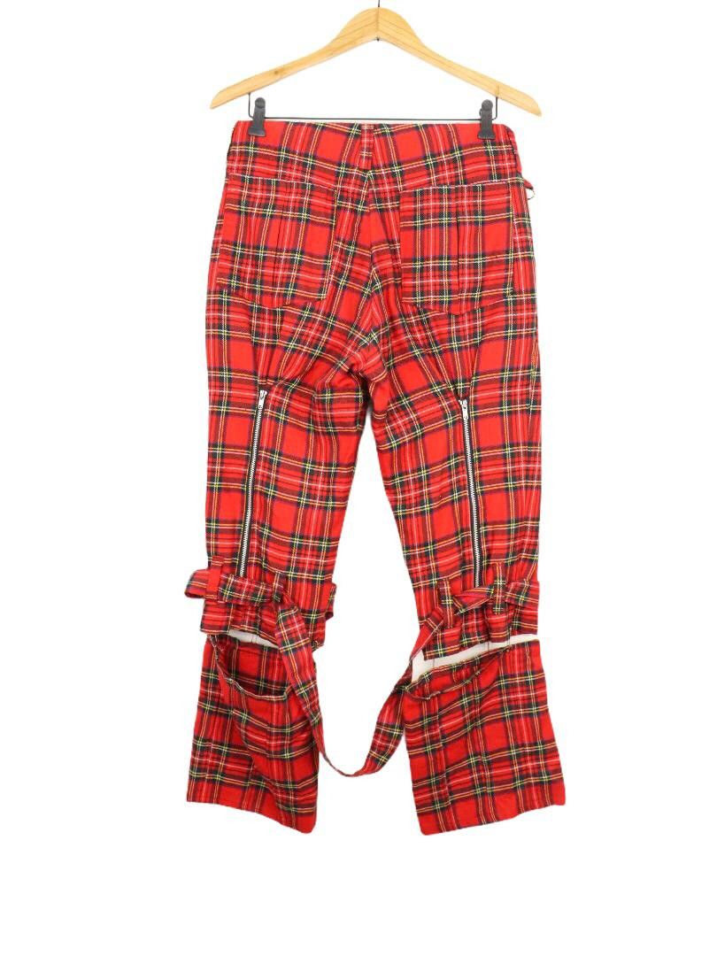 image of Plaid Bondage Punk Goth Seditionaries Zipper Pant in Plaid Red, Men's (Size 30)
