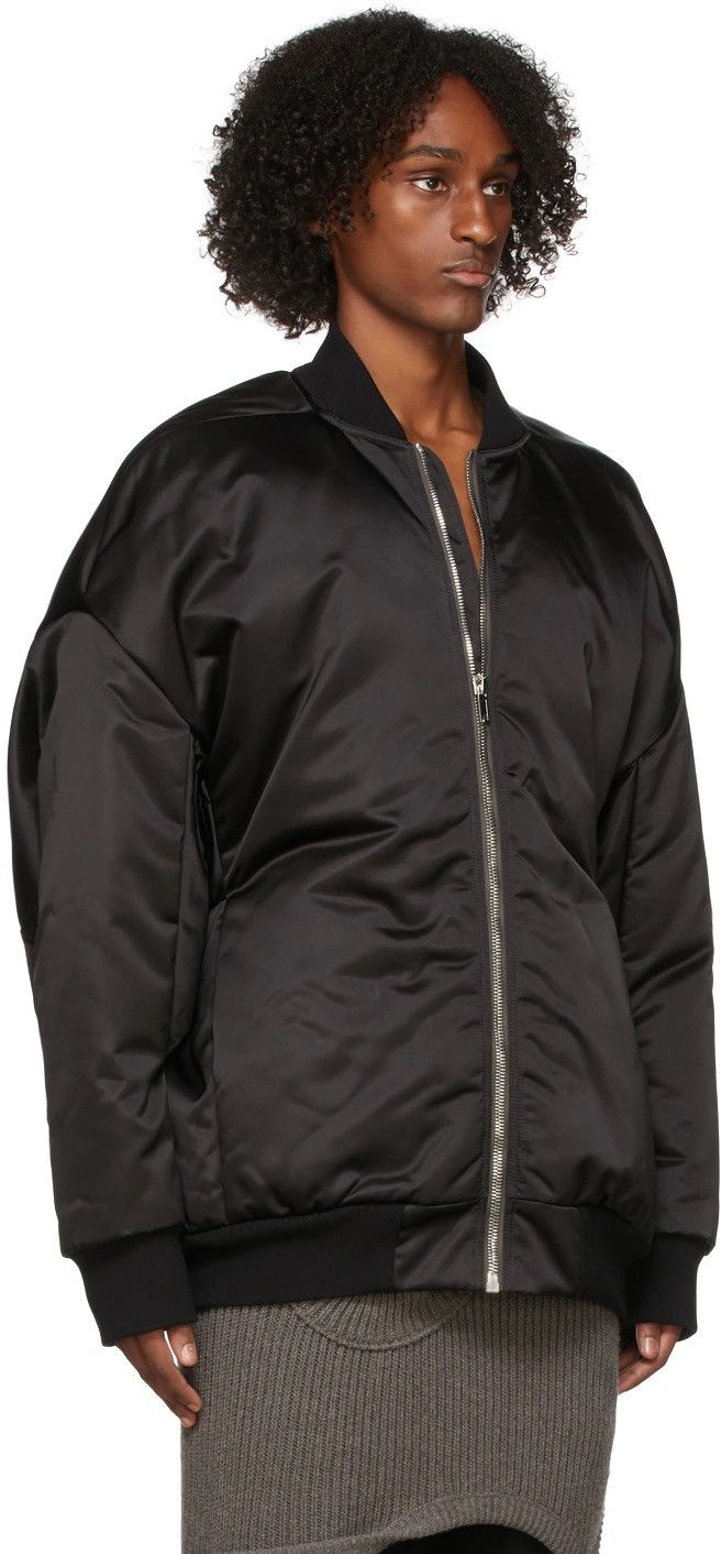 image of Rick Owens Black Jumbo Peter Bomber Jacket, Men's (Size Medium)