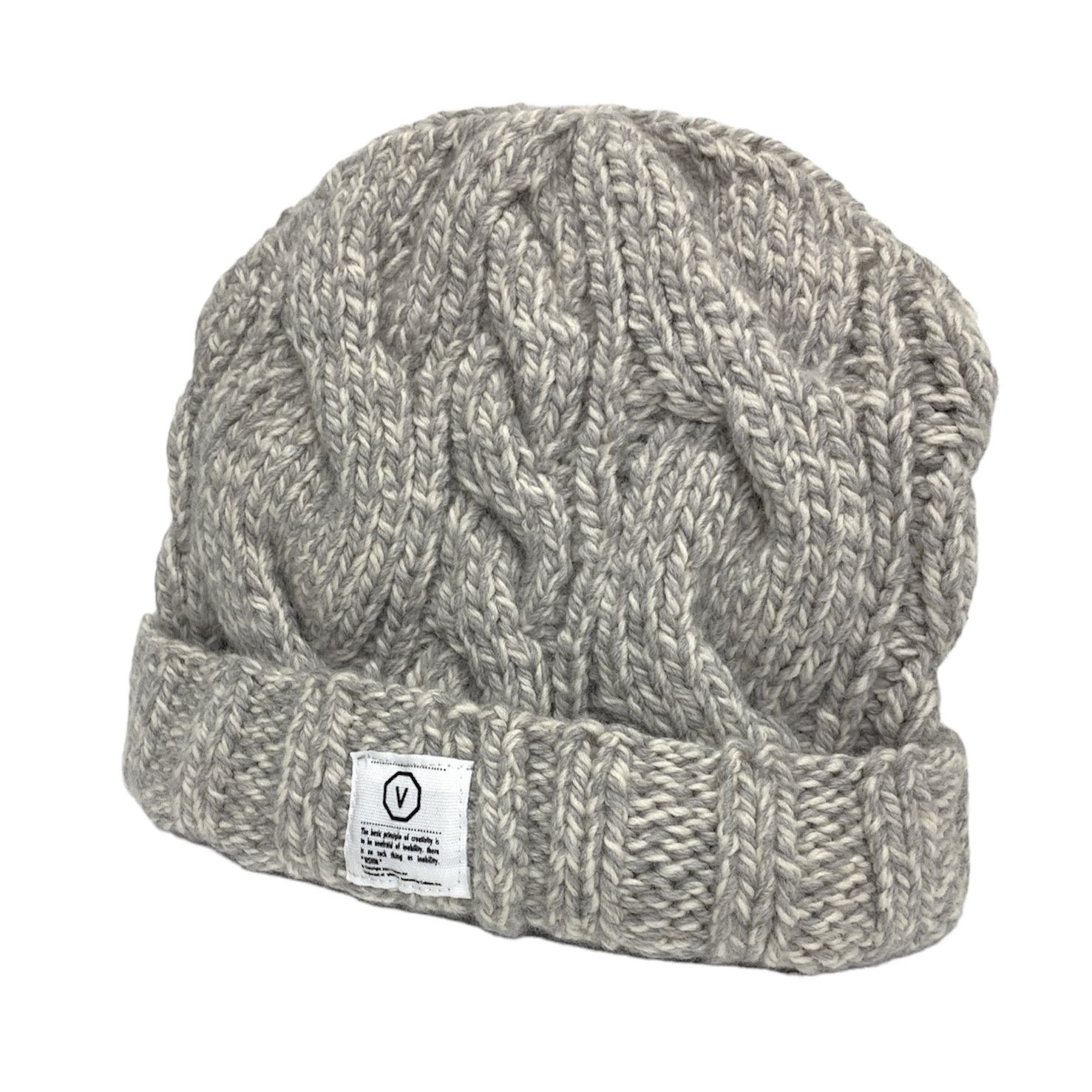 image of Visvim Cable Knit Wool Beanie Grey, Men's