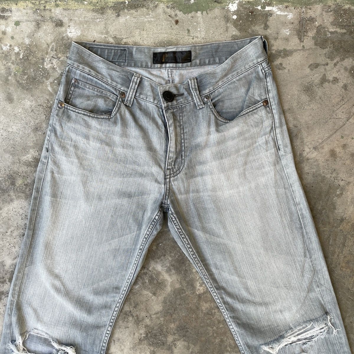 Japanese Brand Vintage Back Number Black Label Distressed Jeans Denim Pants Size US 31 - 2 Thumbnail