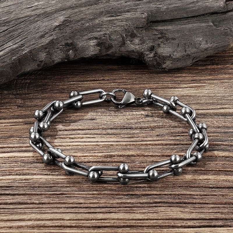 Jewelry U Shape Splicing Spherical Chain Bracelet Size ONE SIZE - 3 Thumbnail