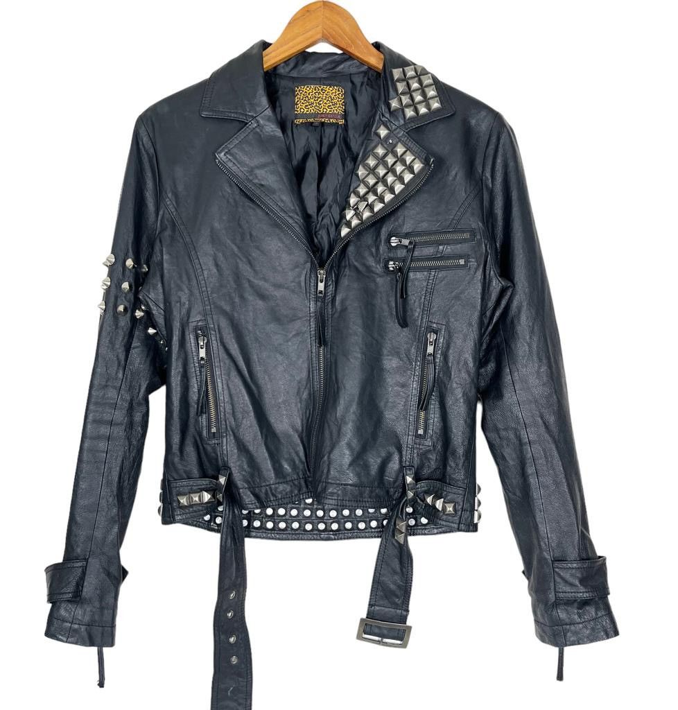 Stylish Japanese Leather Biker Jacket with Black Metal Studs main image 1