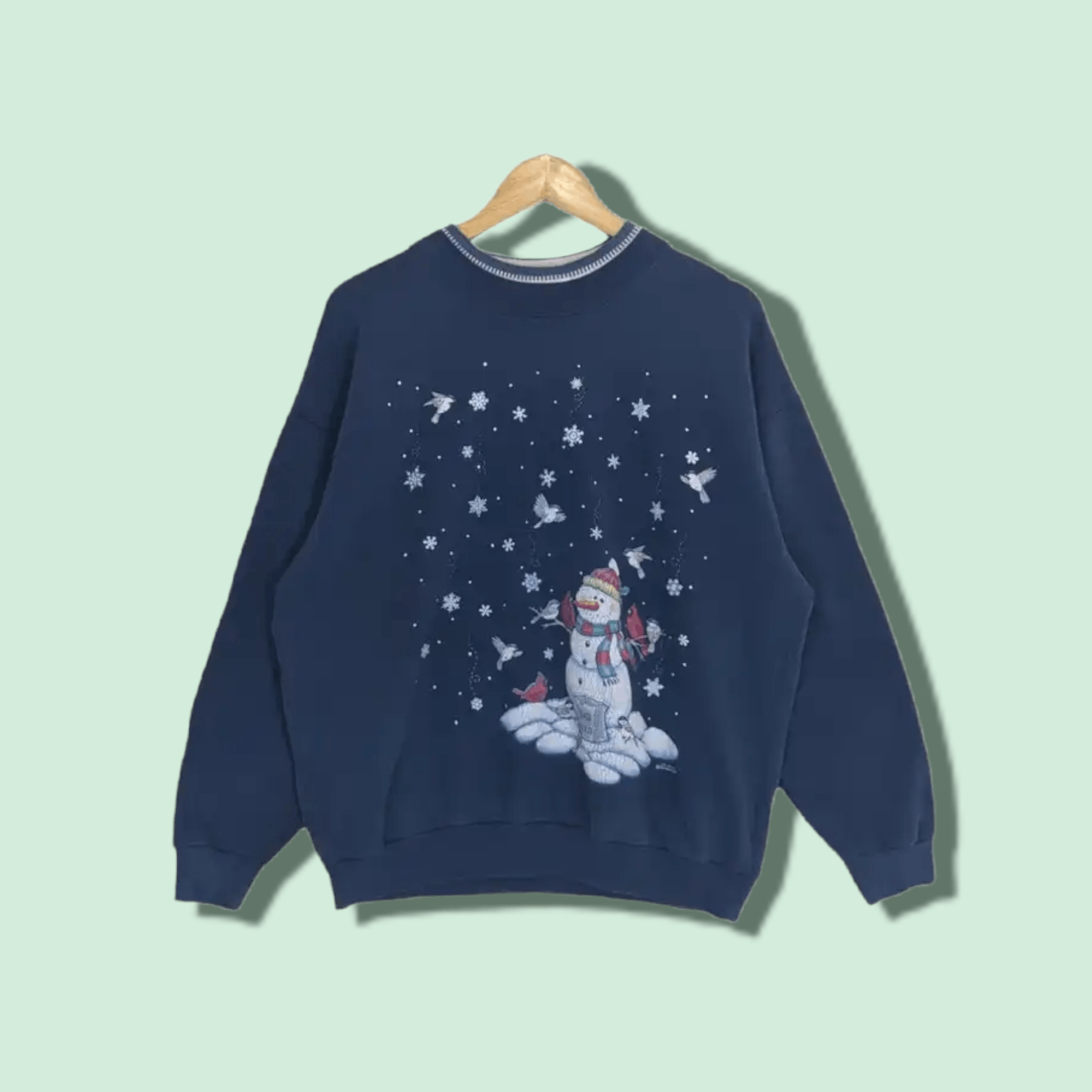 American Apparel 2000's MORNING SUN Christmas Snowman New Year Eve Sweatshirt Size XL / US 12-14 / IT 48-50 - 1 Thumbnail