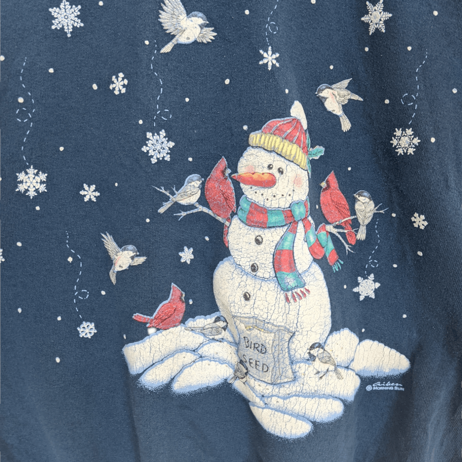 American Apparel 2000's MORNING SUN Christmas Snowman New Year Eve Sweatshirt Size XL / US 12-14 / IT 48-50 - 5 Thumbnail