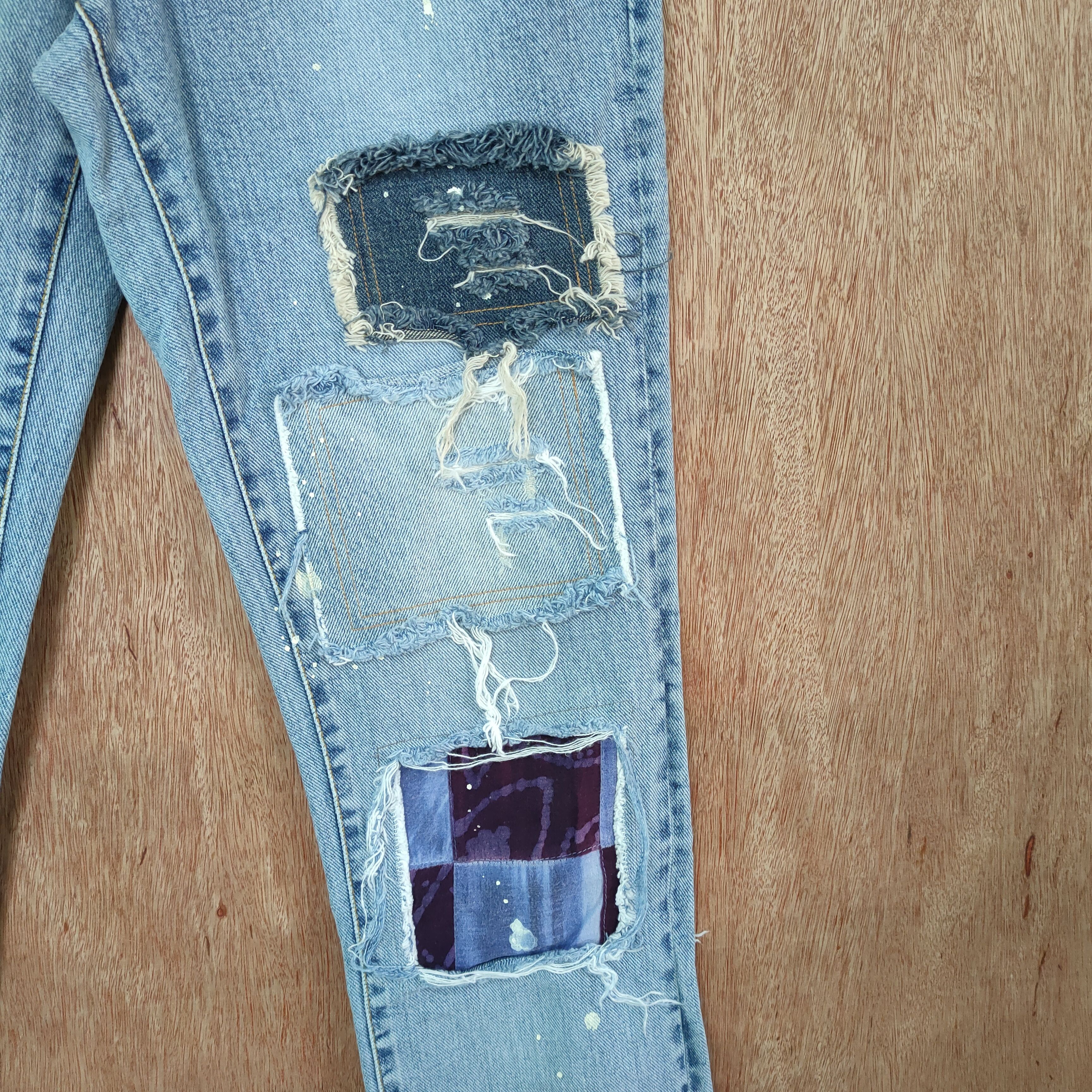 Japanese Brand VINTAGE FN JEANS PATCHWORK DISTRESSED DENIM JEAN PANTS Size US 26 / EU 42 - 2 Thumbnail