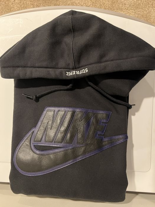 Supreme FW19 Supreme Nike Leather Applique Hooded Sweatshirt | Grailed