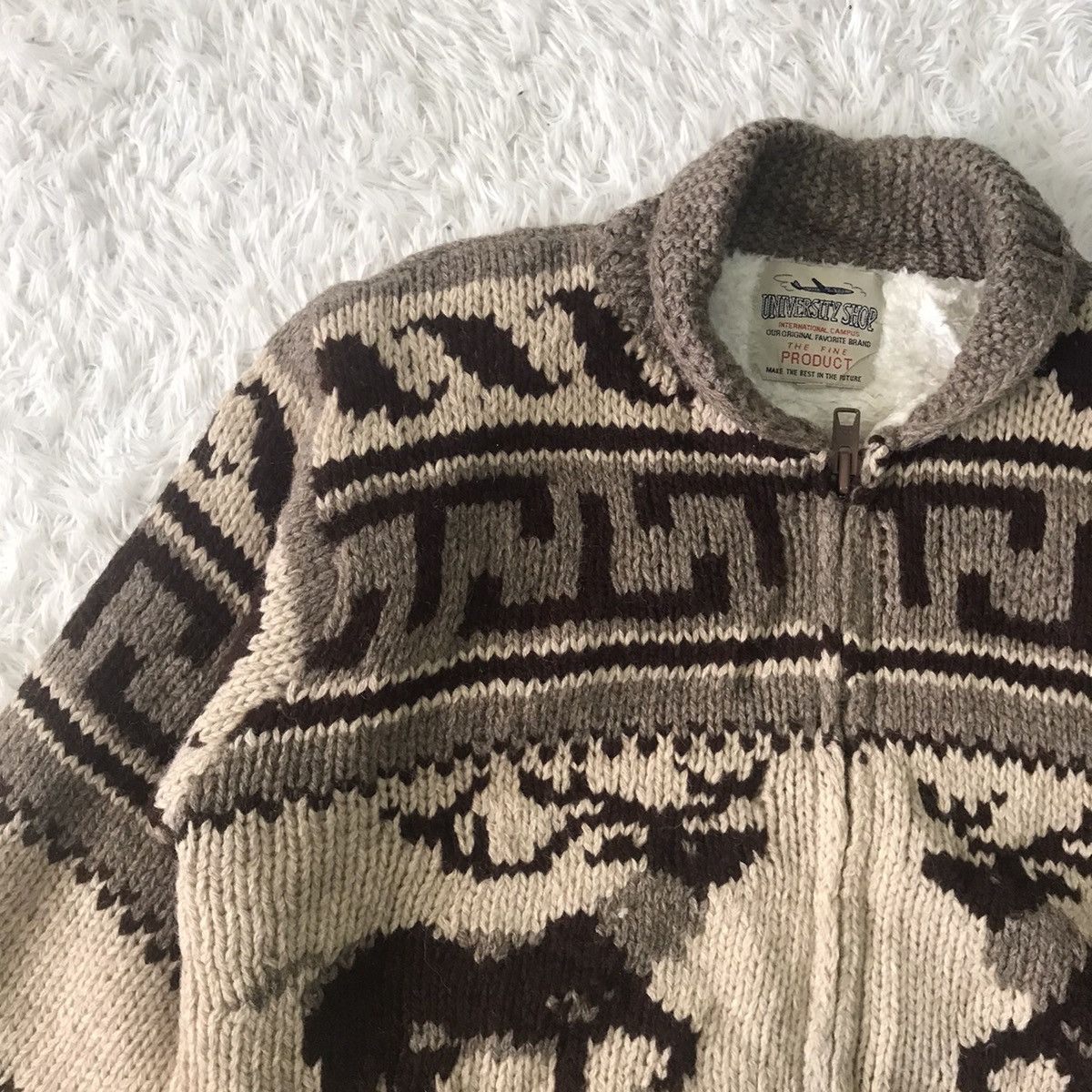 Vintage Vtg Nice Deer Print Knit Jacket University Shop Size US M / EU 48-50 / 2 - 7 Thumbnail