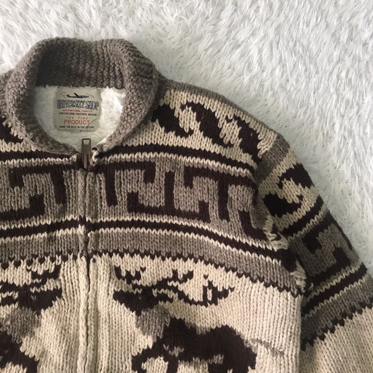 Vintage Vtg Nice Deer Print Knit Jacket University Shop Size US M / EU 48-50 / 2 - 6 Thumbnail