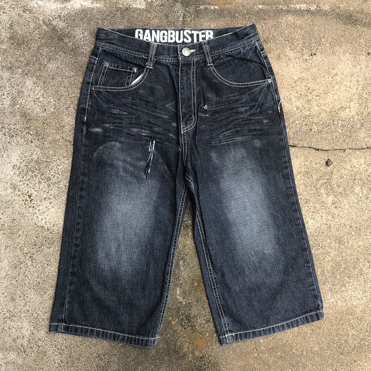 Japanese Brand 🔥Rare🔥🇯🇵Gangbuster Stoned Wash Rips Denim Shorts Pants Size US 29 - 1 Thumbnail
