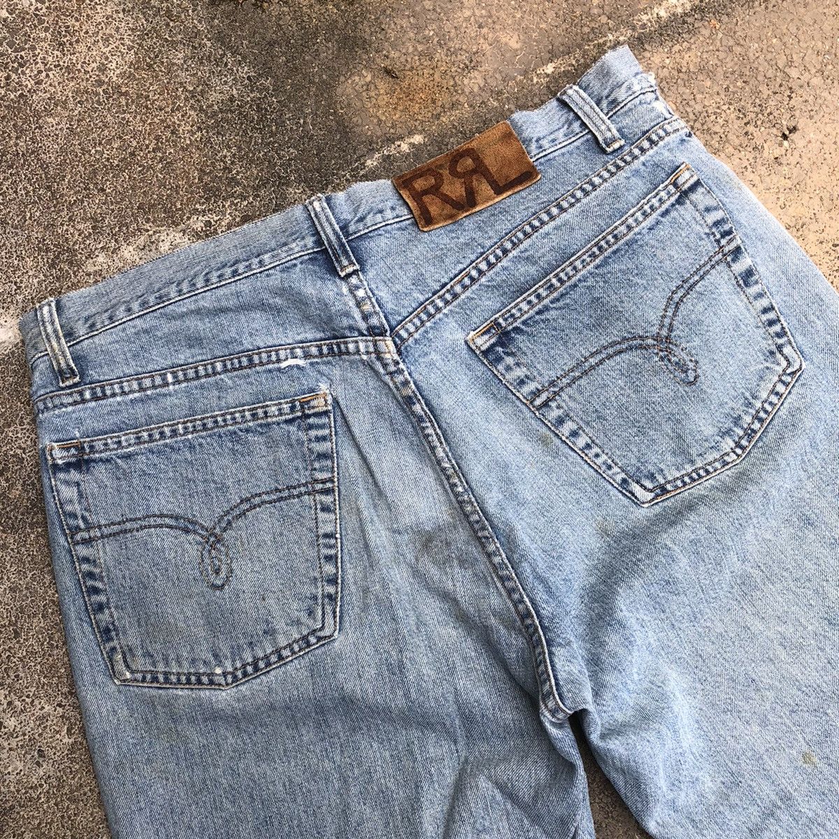 RRL Ralph Lauren × Ralph Lauren 🔥Trash🔥RRL Ralph Lauren Destroy Slay Rips Dirty Denim Pants Size US 35 - 3 Thumbnail