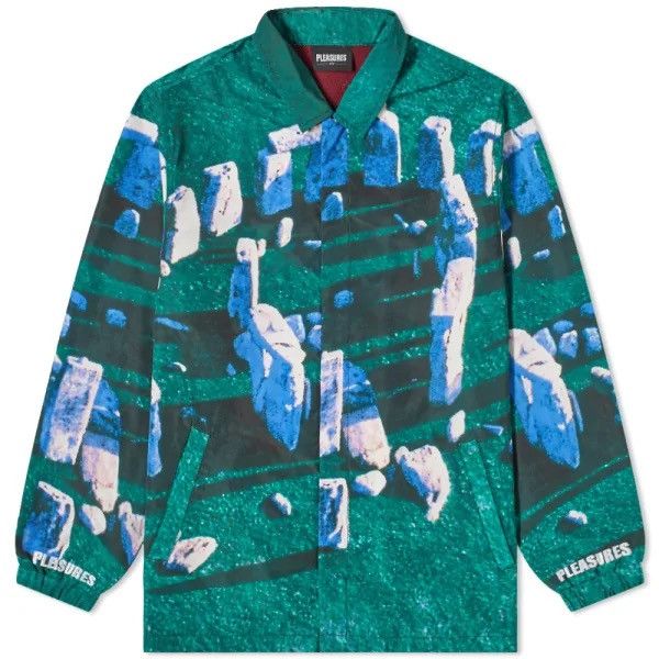 image of Pleasures Questions Coach Jacket in Green, Men's (Size XL)