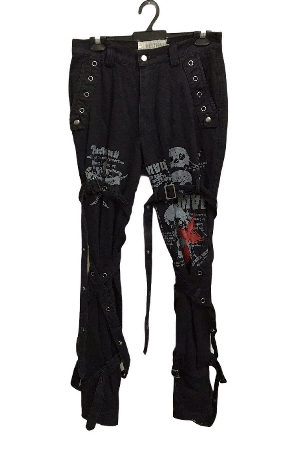 image of Skulls Pechno Tactical Cargo Parachute Punk Pants in Black, Men's (Size 29)