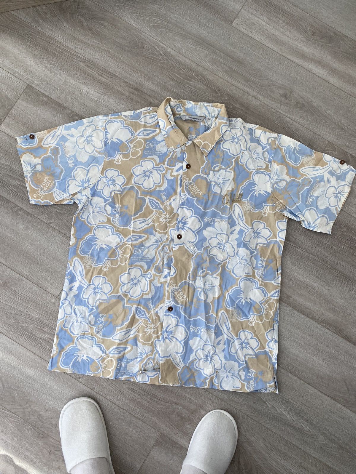 O'Neill × Vintage O'neill Short Sleeve Button Up Brunch Shirt White Size US L / EU 52-54 / 3 - 1 Thumbnail