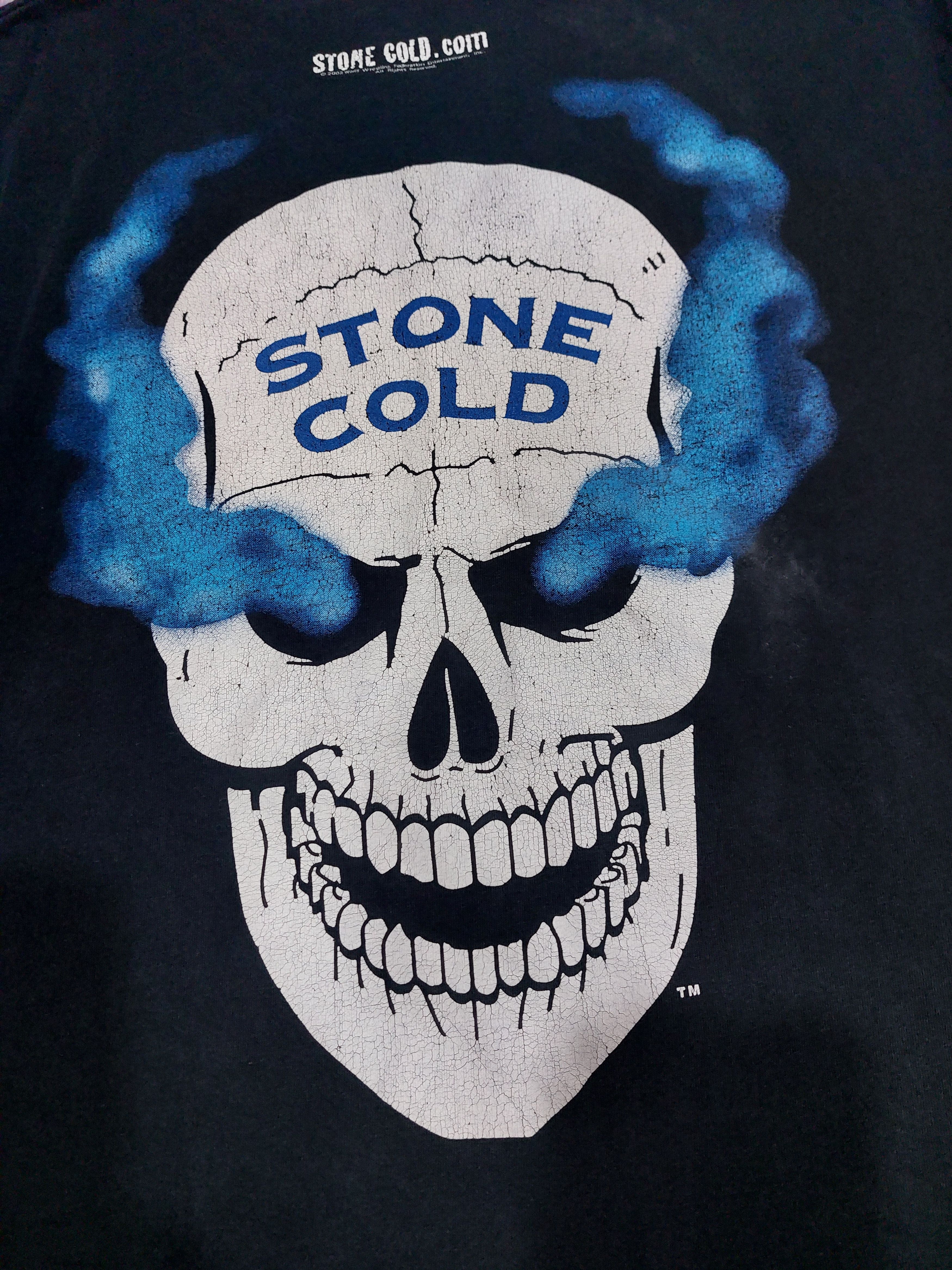 WWF 💥VINTAGE STONE COLD WHAT? 2002 FADED..SMALL RIP UNDERARM Size US M / EU 48-50 / 2 - 5 Thumbnail