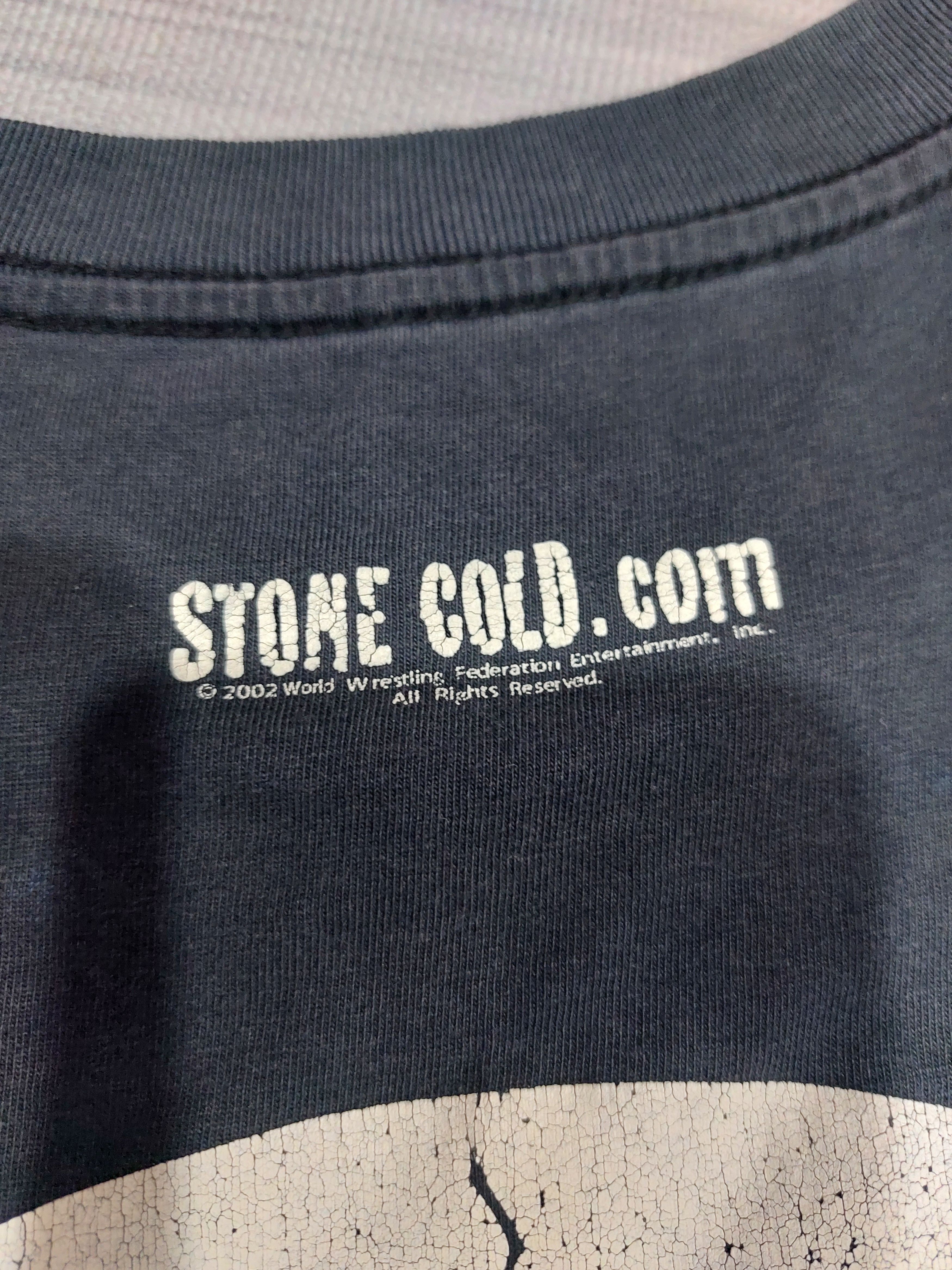 WWF 💥VINTAGE STONE COLD WHAT? 2002 FADED..SMALL RIP UNDERARM Size US M / EU 48-50 / 2 - 3 Thumbnail