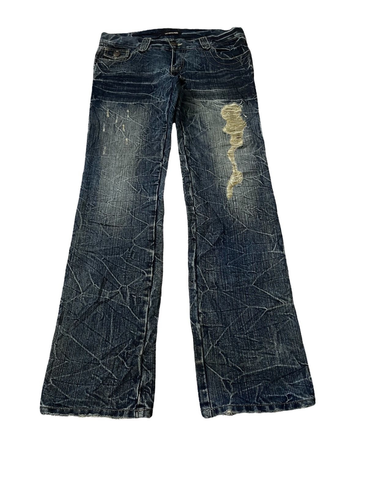 Japanese Brand DISTRESSED DENIM VERULAND GOLD THREAD PANTS Size US 33 - 3 Thumbnail