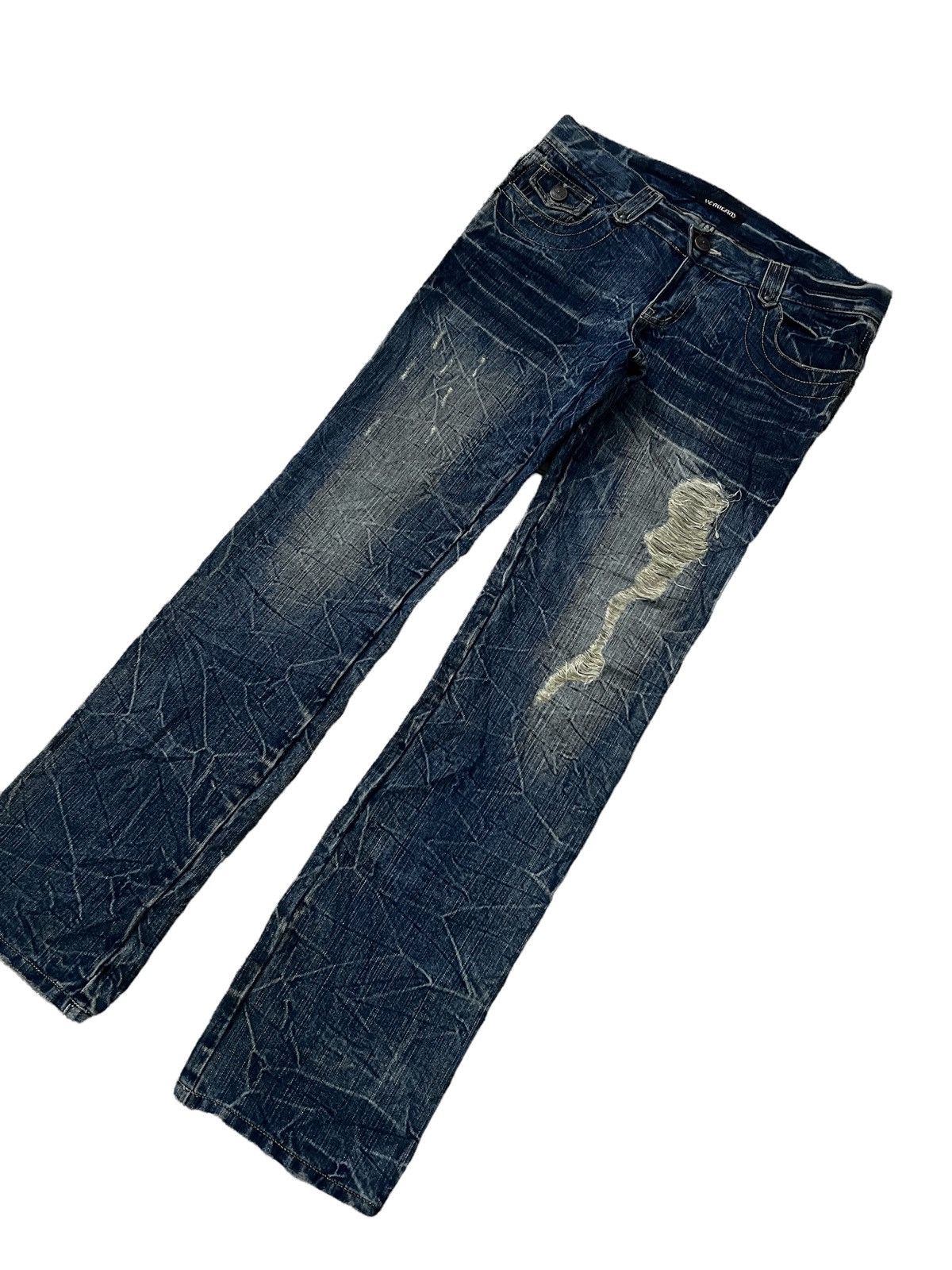 Japanese Brand DISTRESSED DENIM VERULAND GOLD THREAD PANTS Size US 33 - 6 Thumbnail